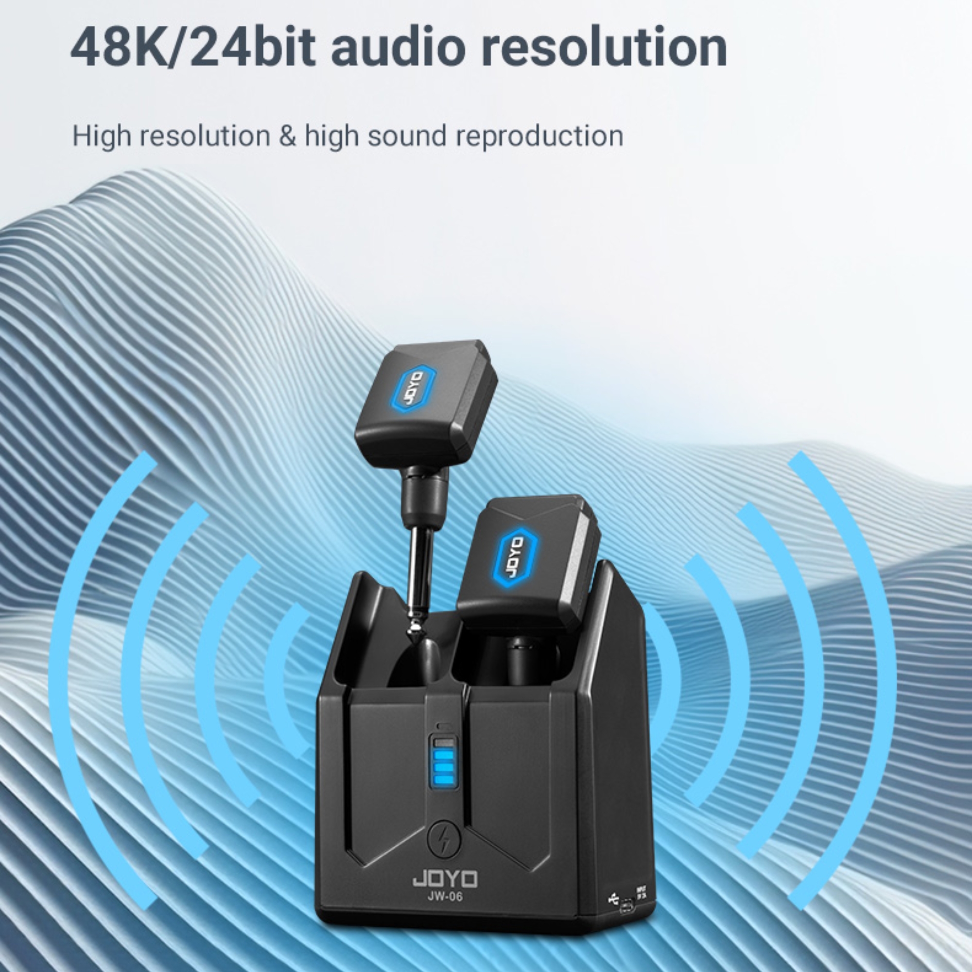 JOYO Wireless Guitar System 58GHz Wireless Guitar Transmitter Receiver with Charging Box 4 Signal Channel for Guitar Bass Electric Instruments JW-06