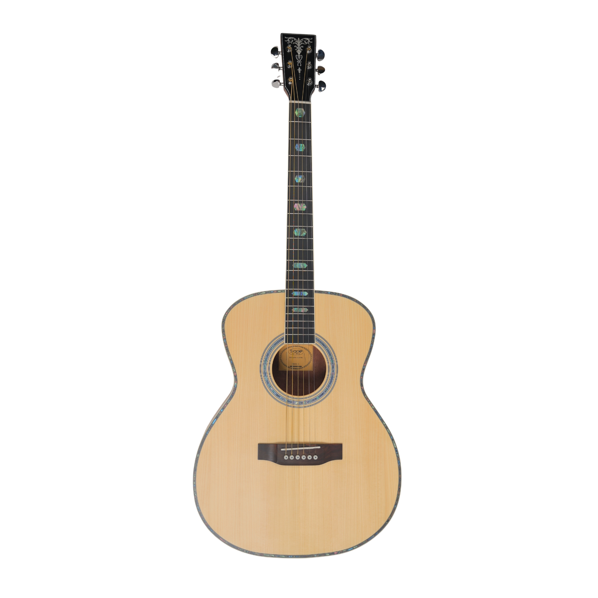 SQOE OM40B Solid Spruce Top OM Acoustic Guitar Natural - full front view