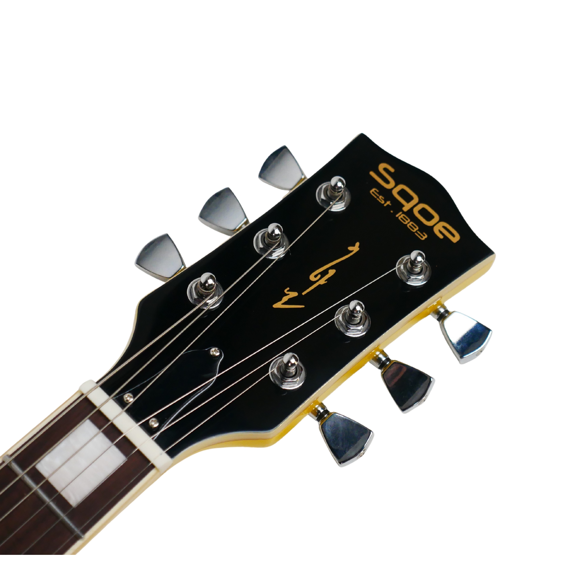 SQOE SESG450 Electric Guitar Arsenal Devils Horns Series Storm Yellow SG Shape with Dual Humbuckers