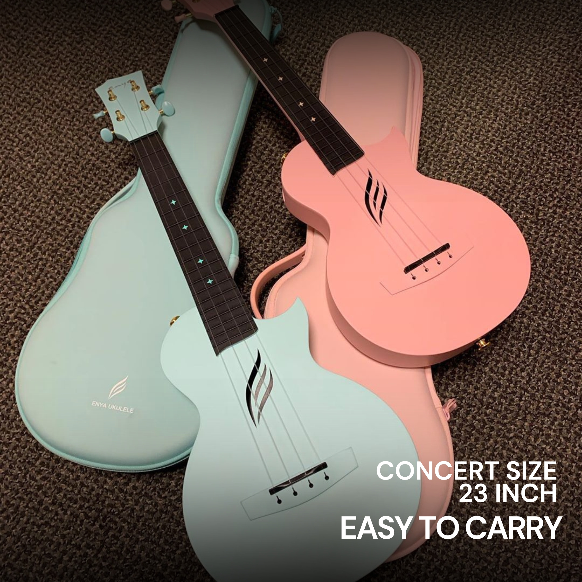 Enya Concert Nova U Carbon Fiber Travel Ukulele-Blue Matt