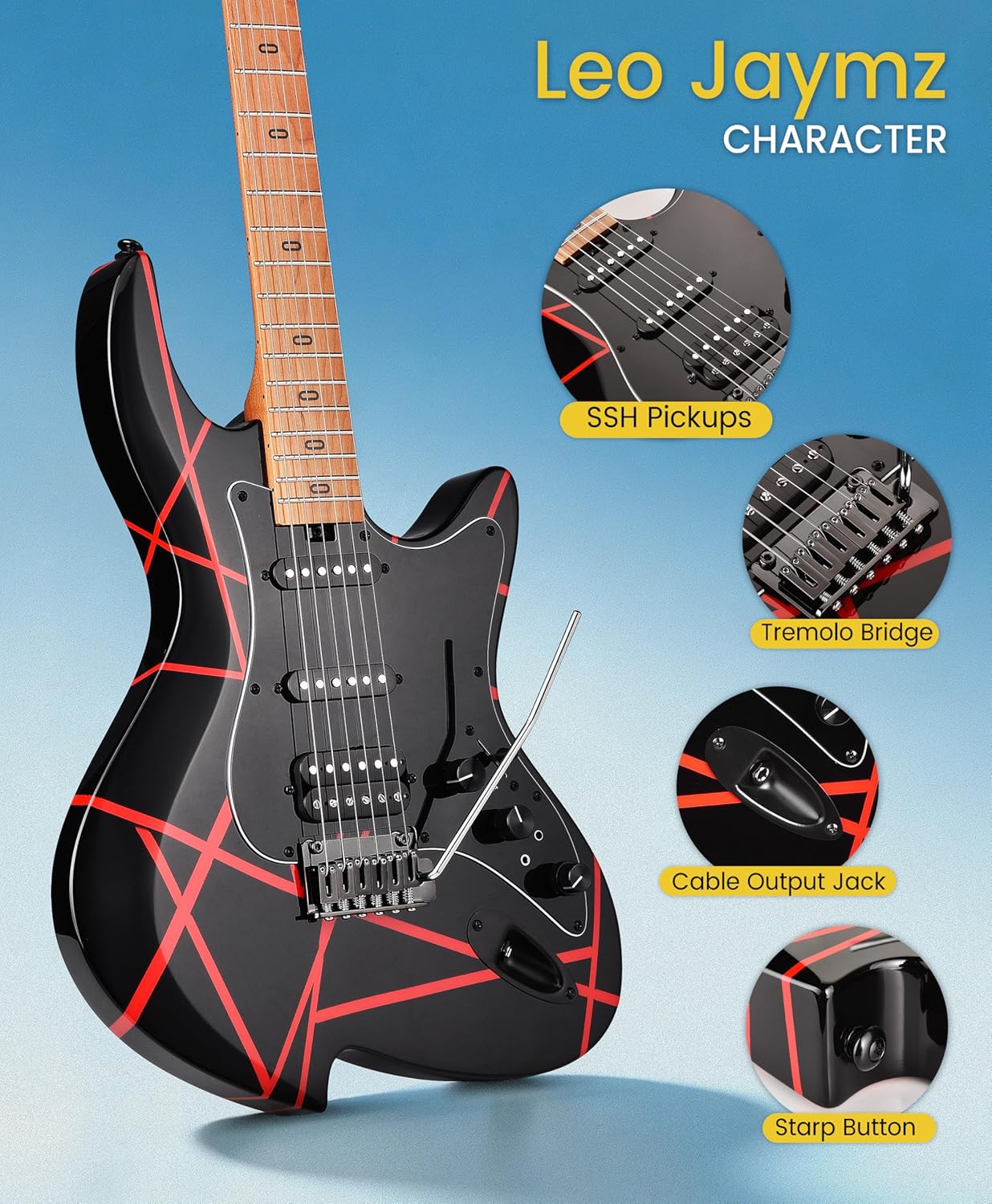 Leo Jaymz Character Echophantom Electric Guitar - Red Black