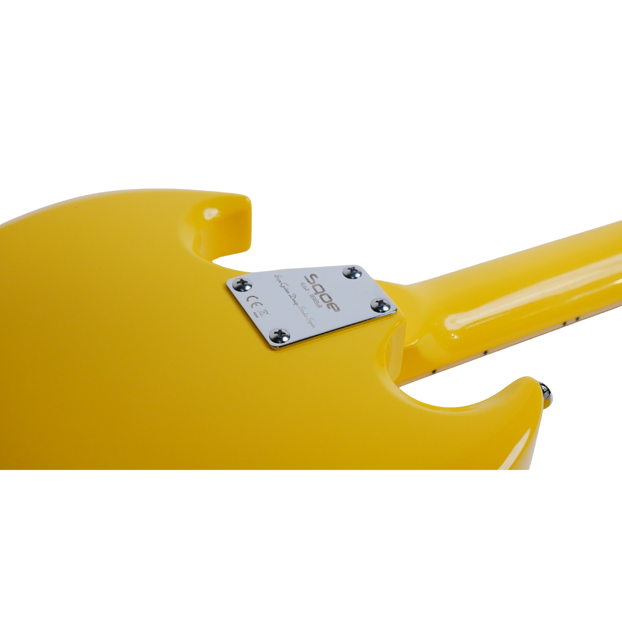 SQOE SESG450 Electric Guitar Arsenal Devils Horns Series Storm Yellow SG Shape with Dual Humbuckers