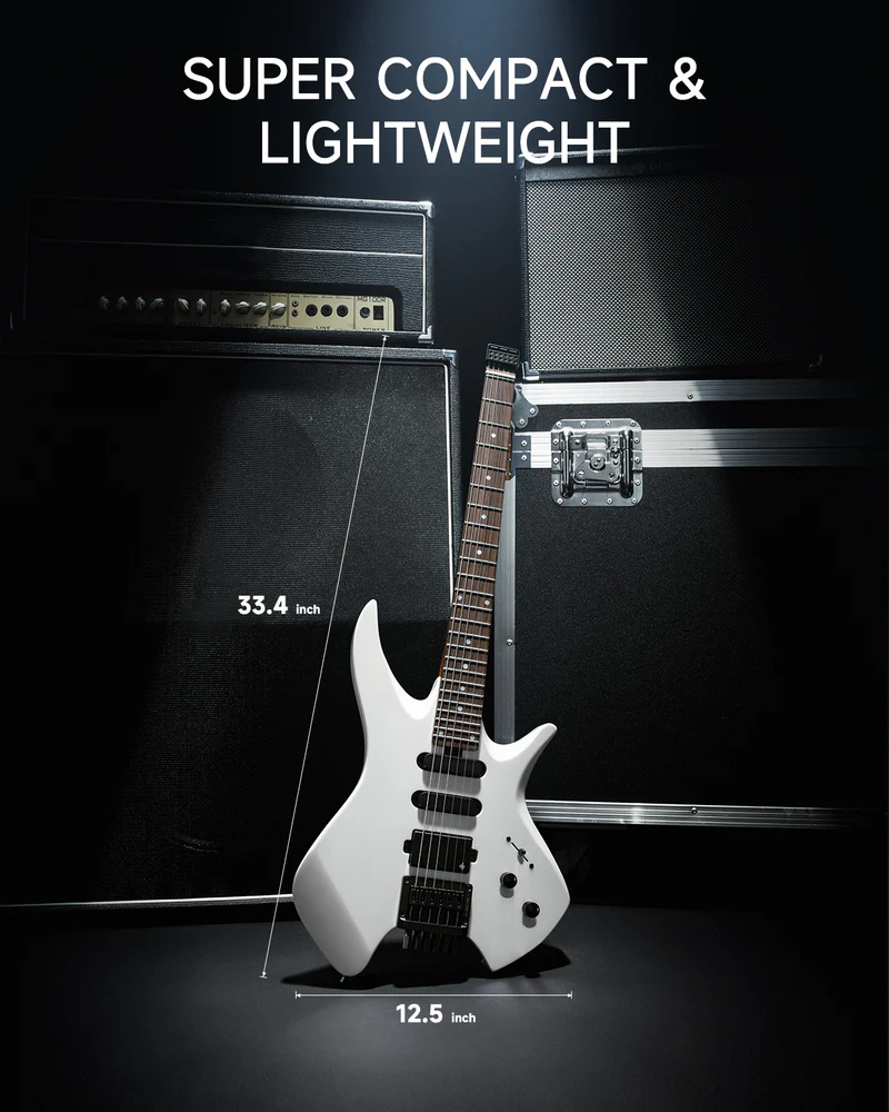 Donner HLX 500 Headless Electric Guitar White