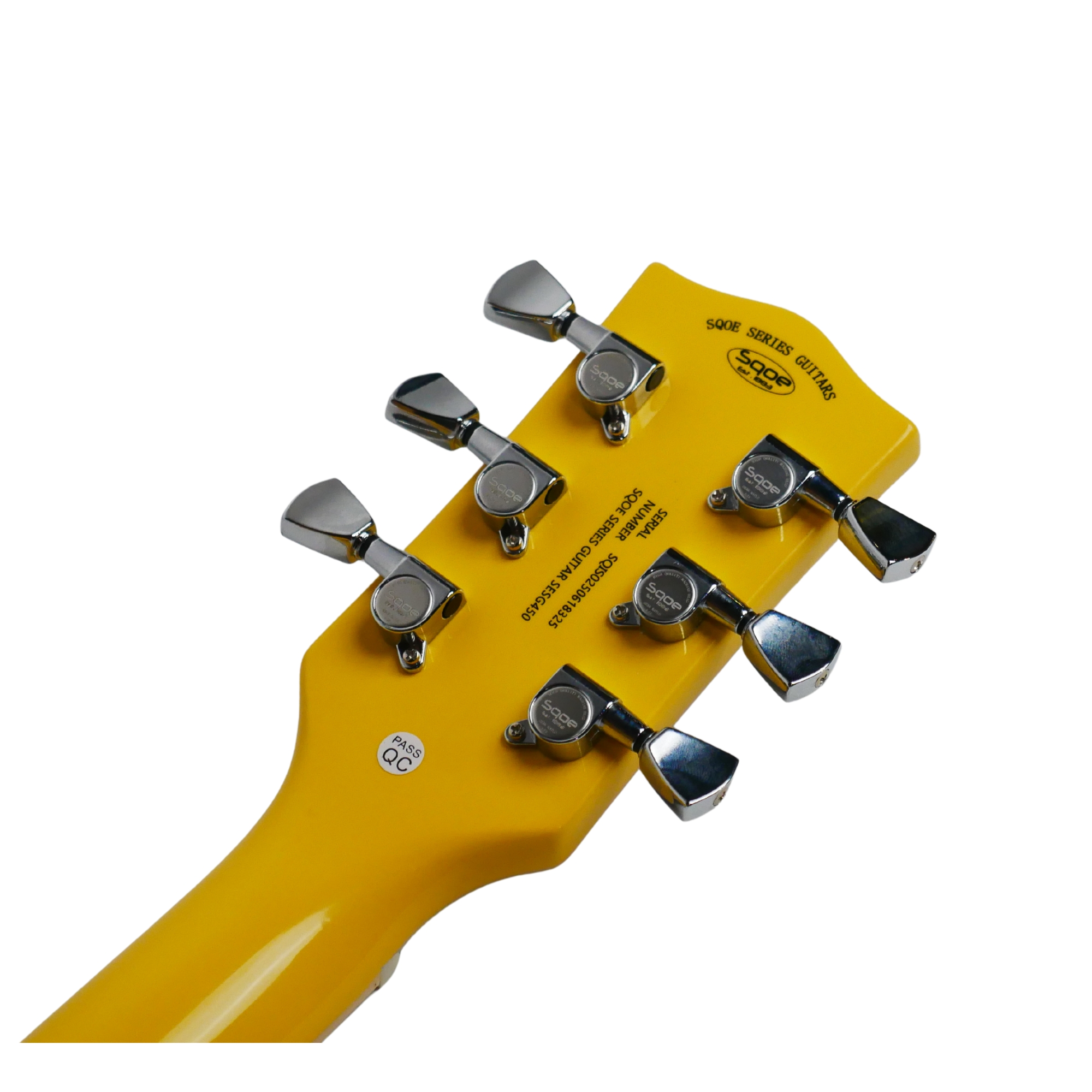 SQOE SESG450 Electric Guitar Arsenal Devils Horns Series Storm Yellow SG Shape with Dual Humbuckers
