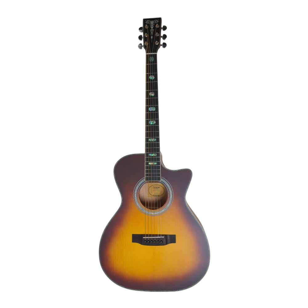 Image of SQOE AC40C Solid Spruce Top Cutaway Acoustic Guitar - Tobacco Sunburst