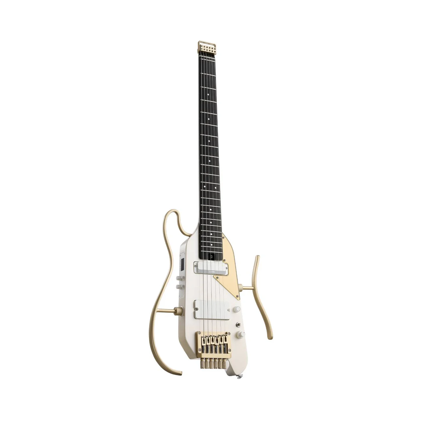 Donner HUSH X PRO white luxe Electric Guitar Kit - Smart Travel Guitar with Dozens of Preset Combinations 7 Tone Sim Options