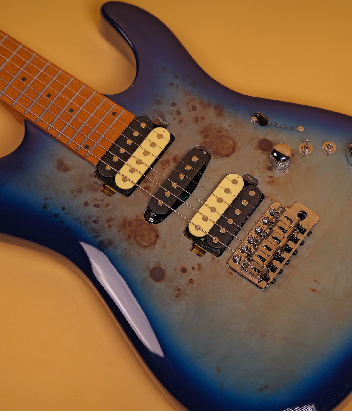 SQOE SEIB550 Ocean Burl HSH Alnico 5 Roasted Maple