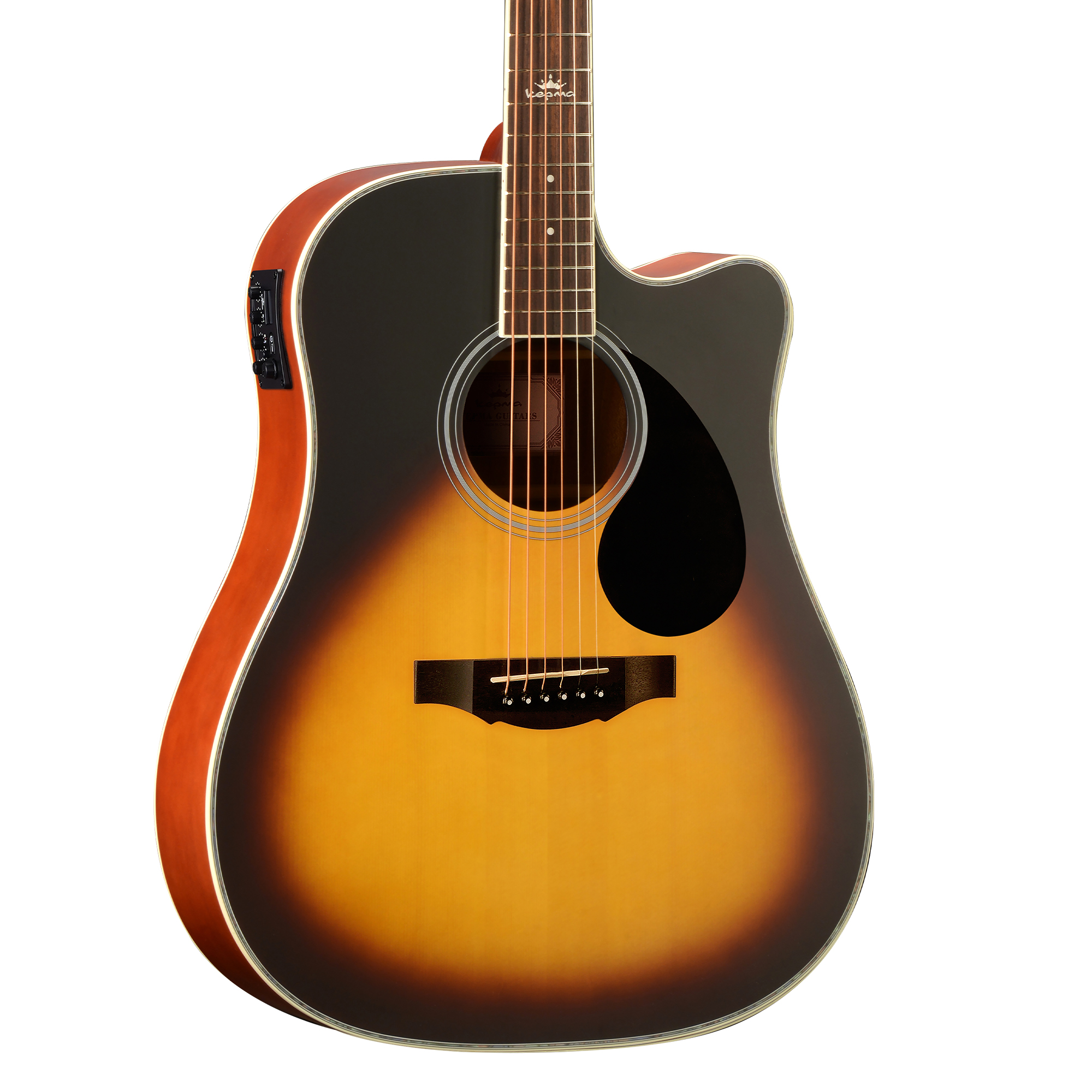 Kepma D1CE - Semi Acoustic Guitar- Sunburst Matt