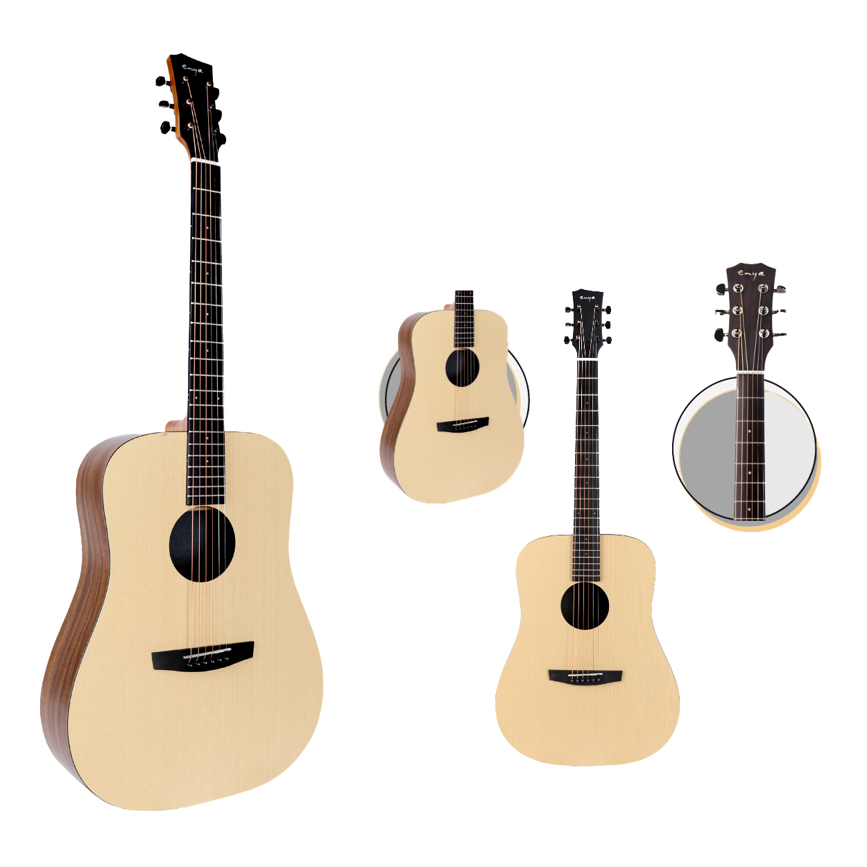 Enya ED X0 Eq Dreadnaught Semi acoustic guitar Transacoustic