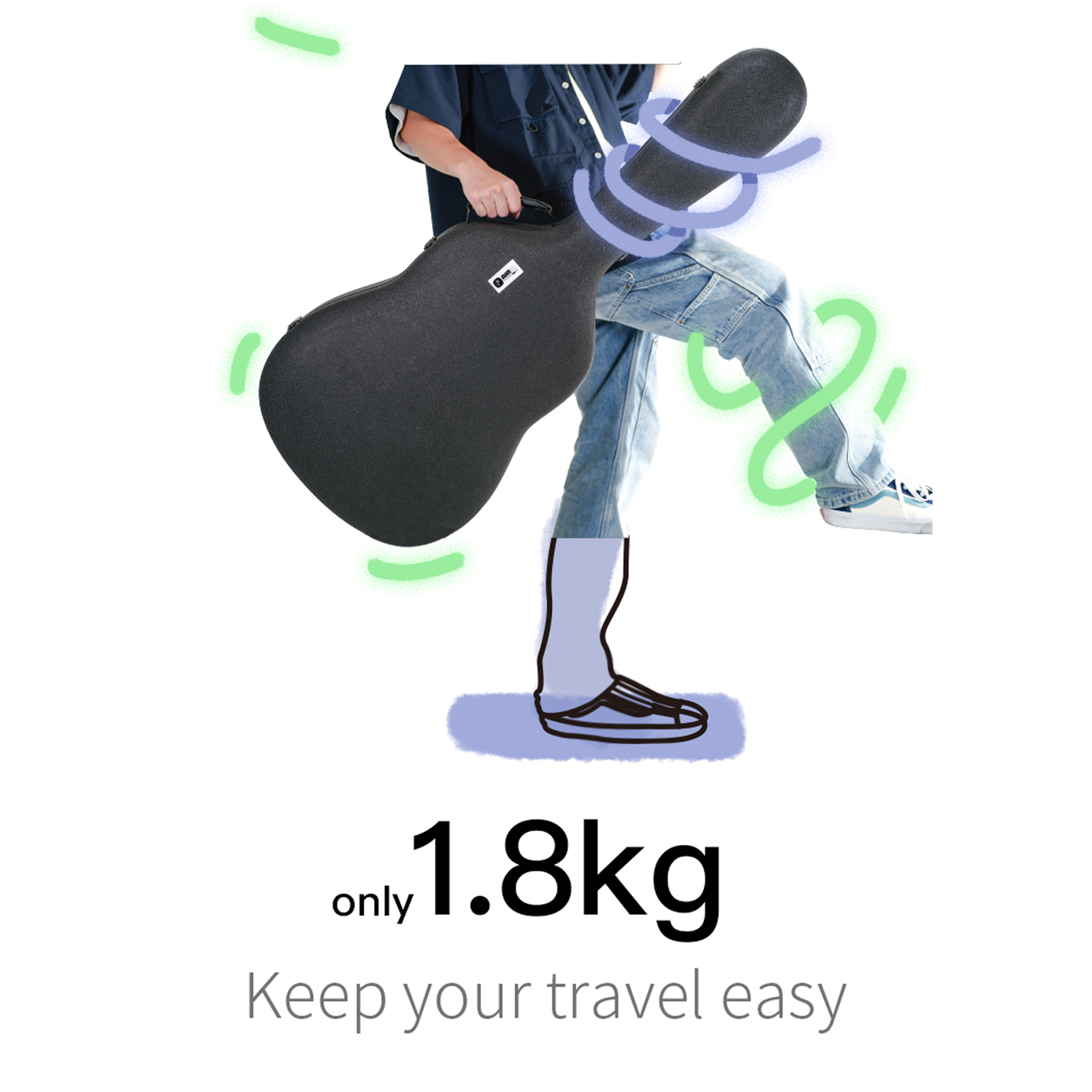 Double AIR bag Hardcase for 40inch and 41inch guitars - weather resistant lightweight Air01