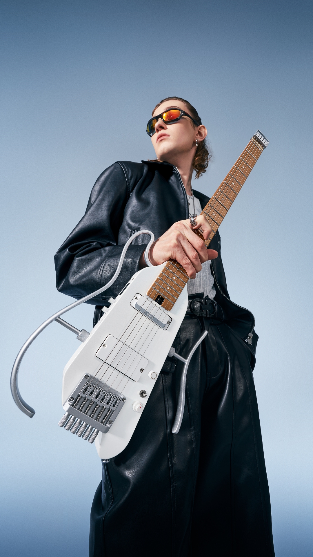 Donner HUSH X PRO White Electric Guitar Kit - Smart Travel Guitar with Dozens of Preset Combinations 7 Tone Sim Options