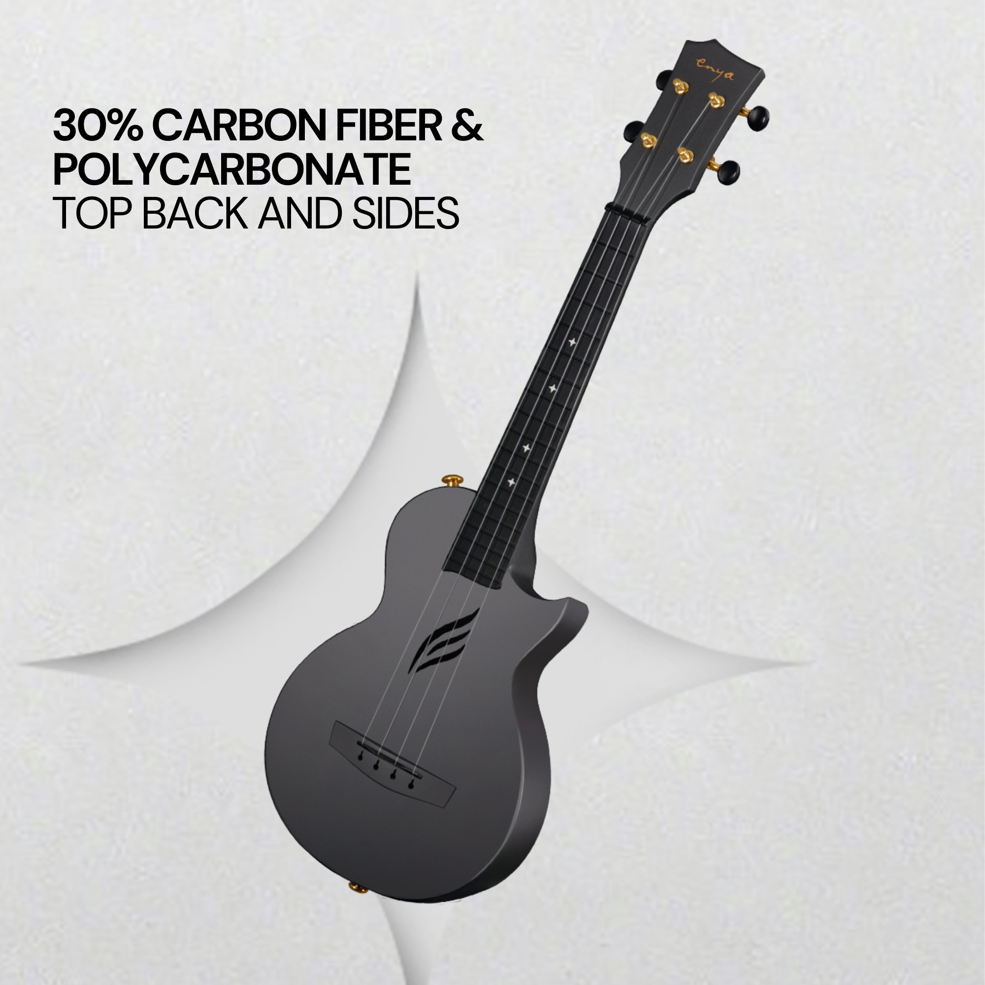 Enya Concert Nova U Carbon Fiber Travel Ukulele- Black