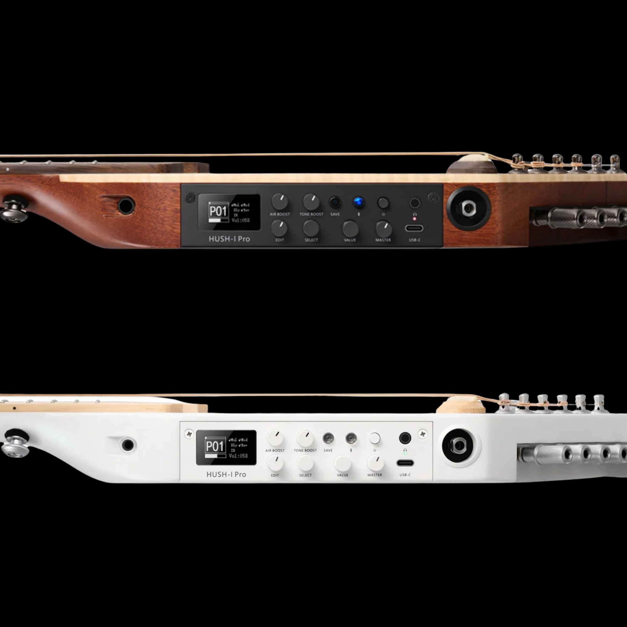 Donner HUSH-I PRO White Acoustic-Electric Travel Guitar Kit with onboard Effects