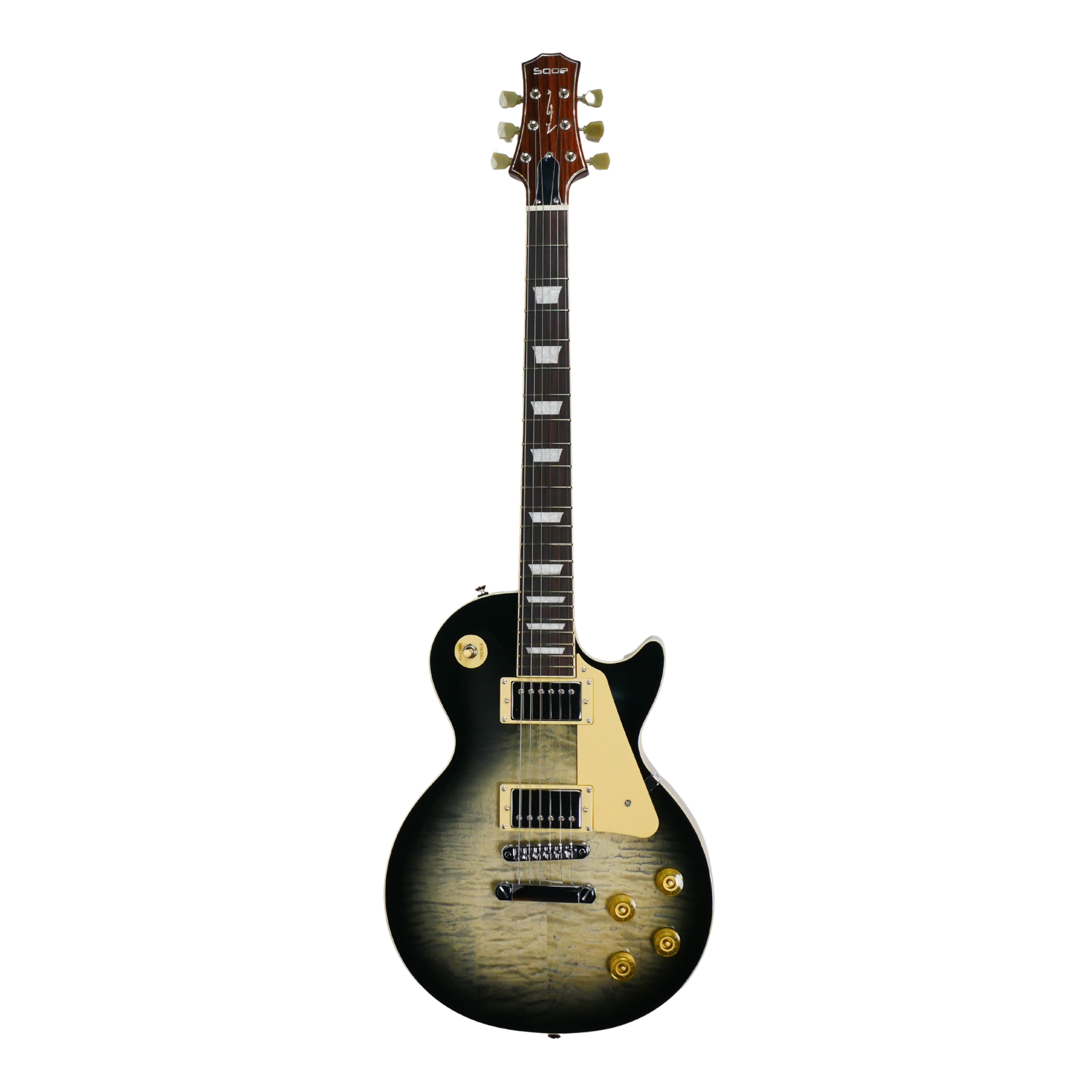 SQOE SELP900 Charcoal Blackburst Les Paul Electric Guitar with Hardcase