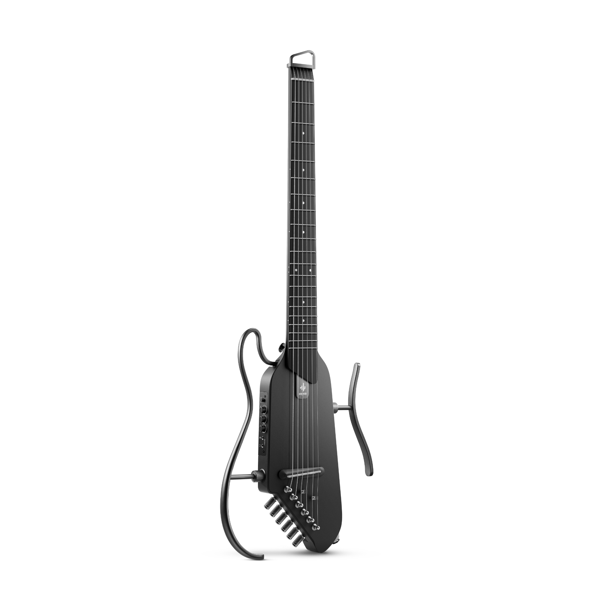 Donner TravelSilent Guitar - Black  HUSH-I Headless Guitar Removable Frames Ultra Light Acoustic Electric Guitar with Gig Bag and Accessories