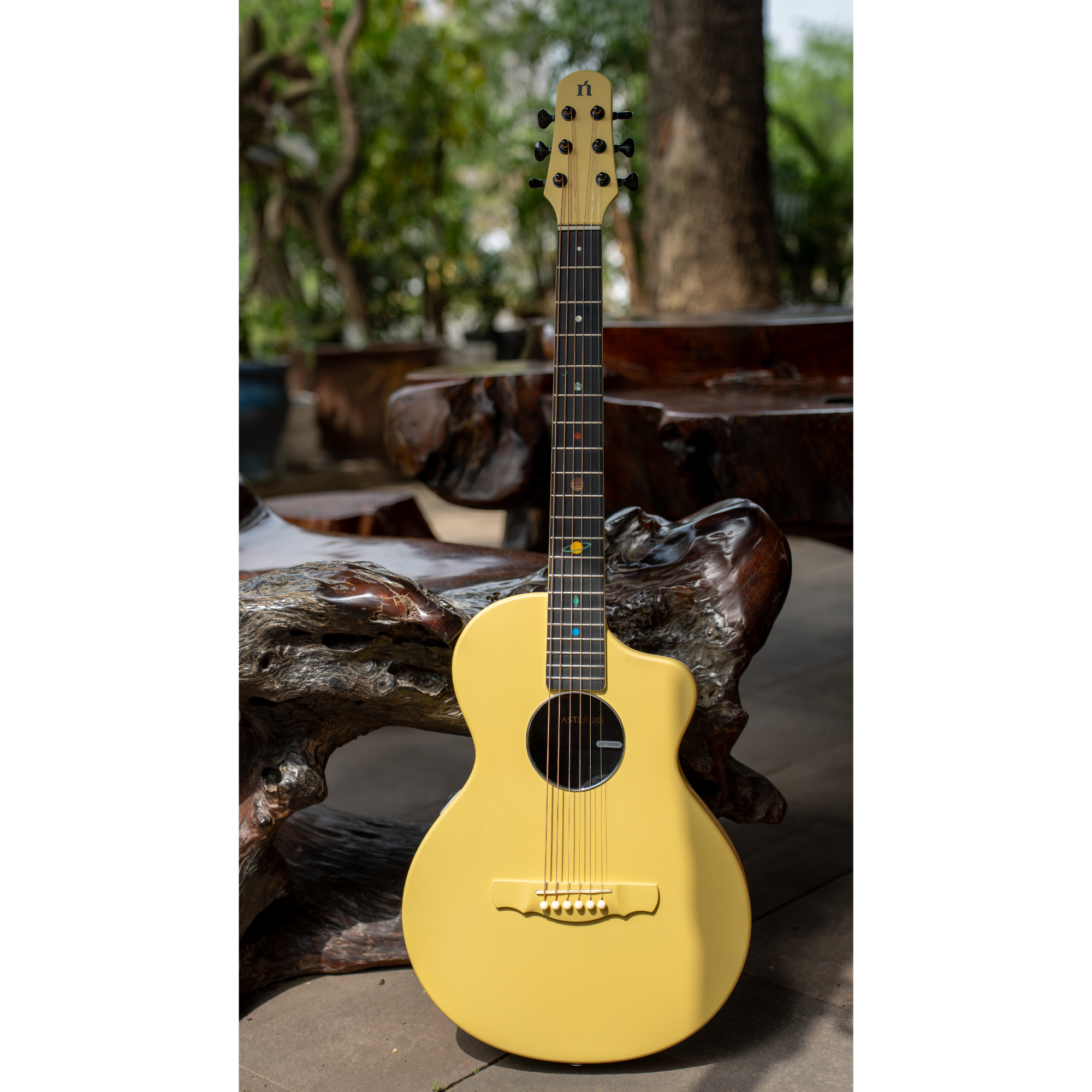 Natasha Asteroid Carbon Fibre 38 Acoustic Guitar with Bag - Glaze Gold