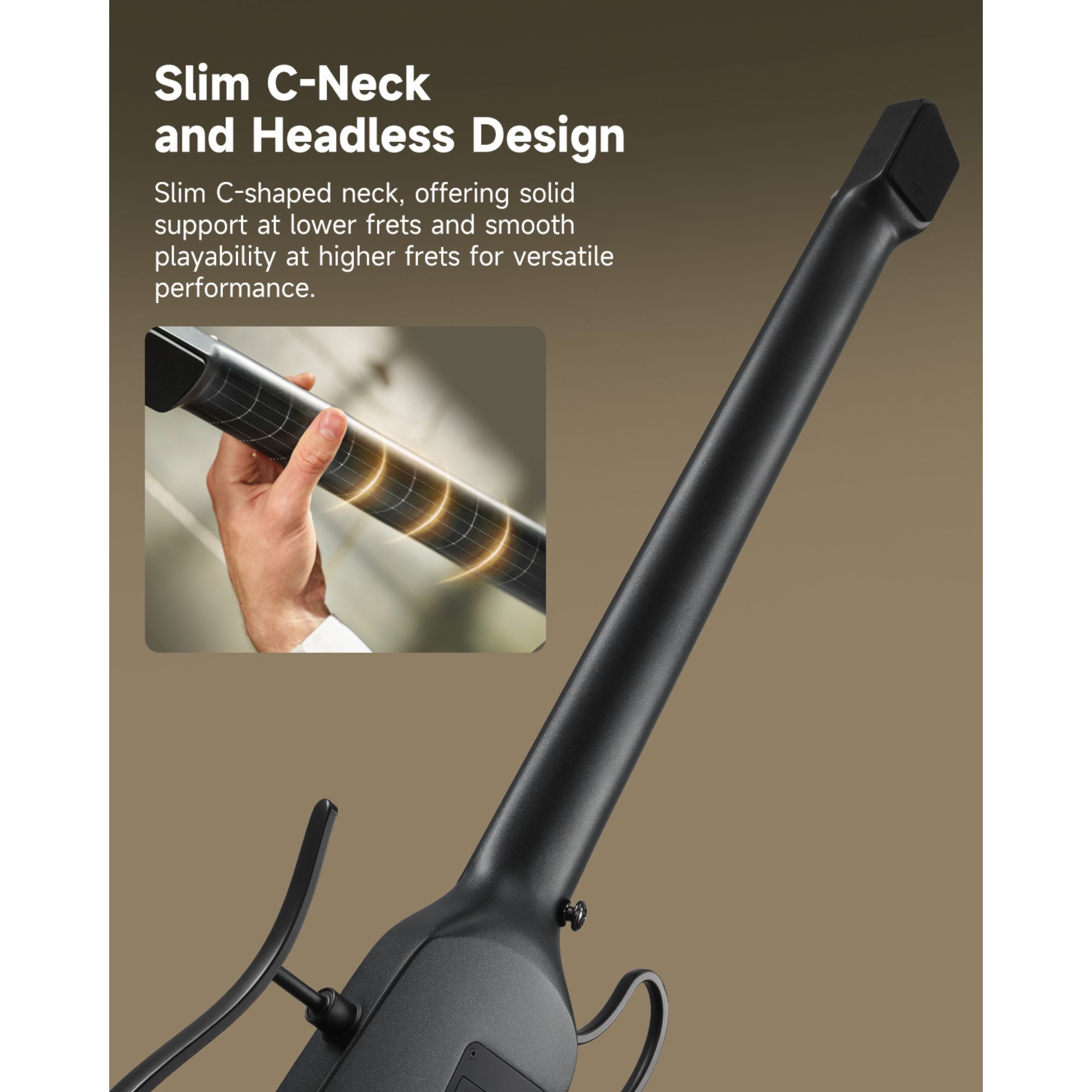 Donner HUSH C Acoustic-Electric Nylon String Classical Guitar Ultra-Lightweight Travel Guitar with Built-In Tuner HPS-II Preamp Headphone Jack Quick-Release handle Black