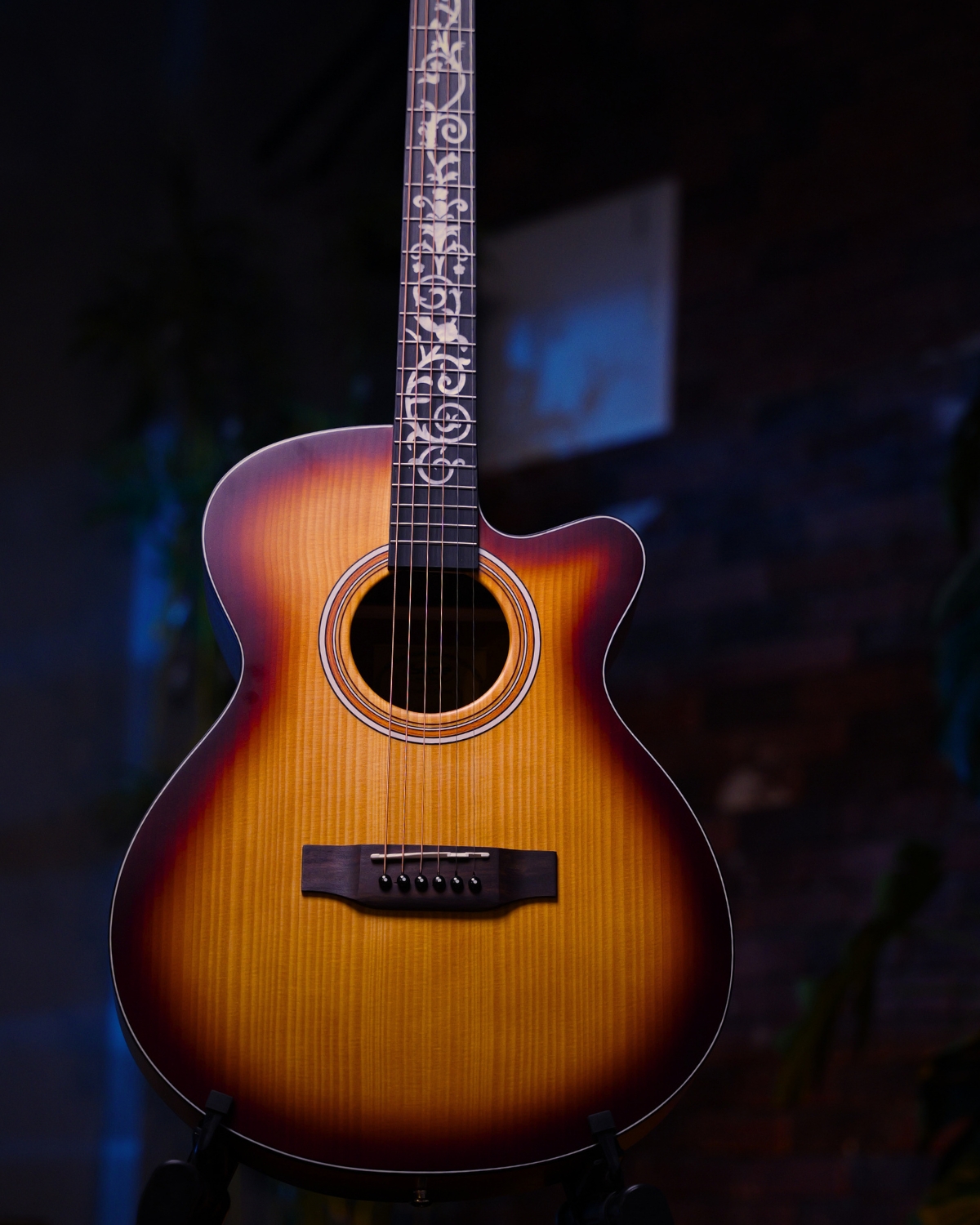 SQOE EA65 40inch GA Solid Top Acoustic Guitar Tobacco burst