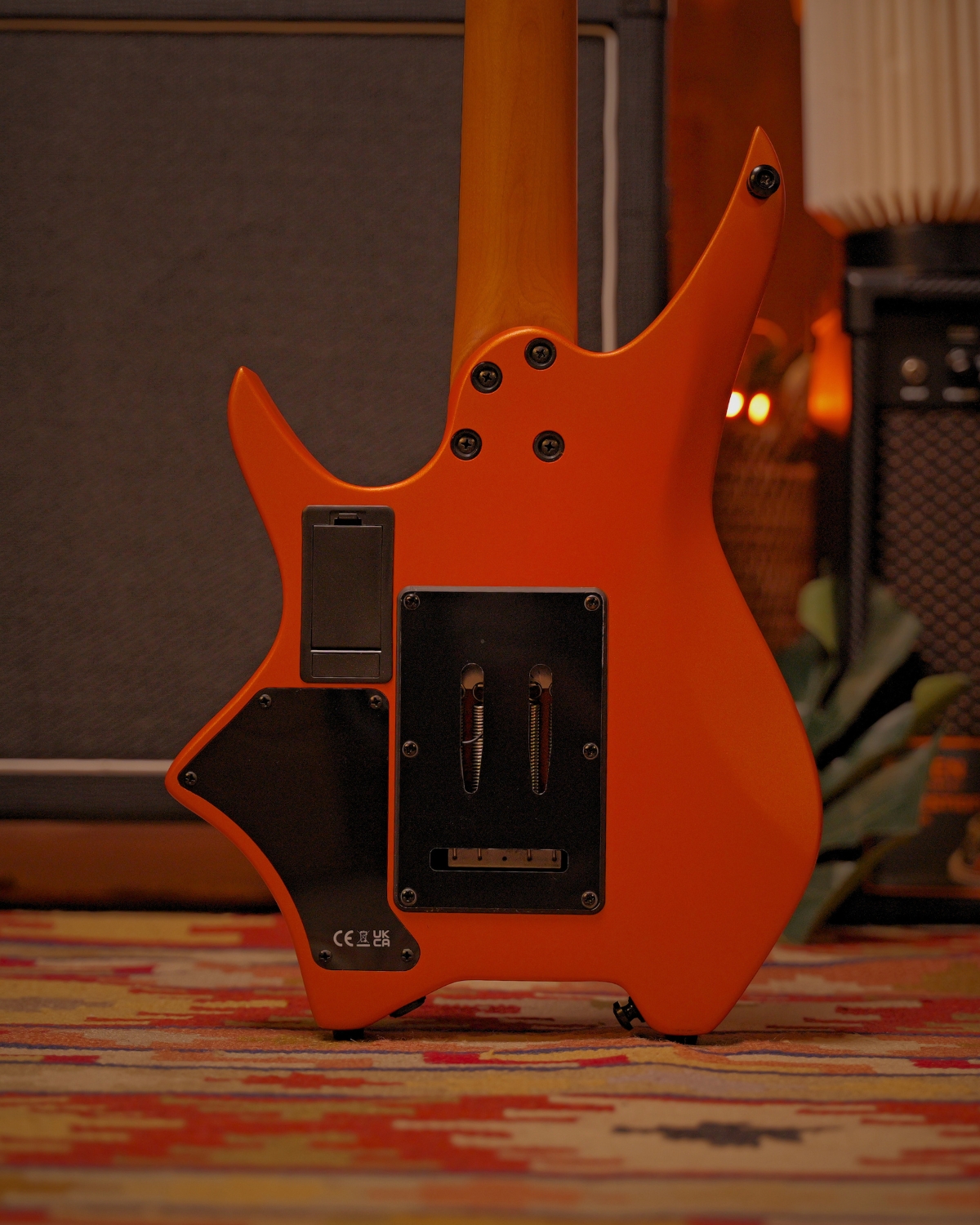 HEX N500S Headless Guitar Metallic coral orange Active Pickups Stainless Frets