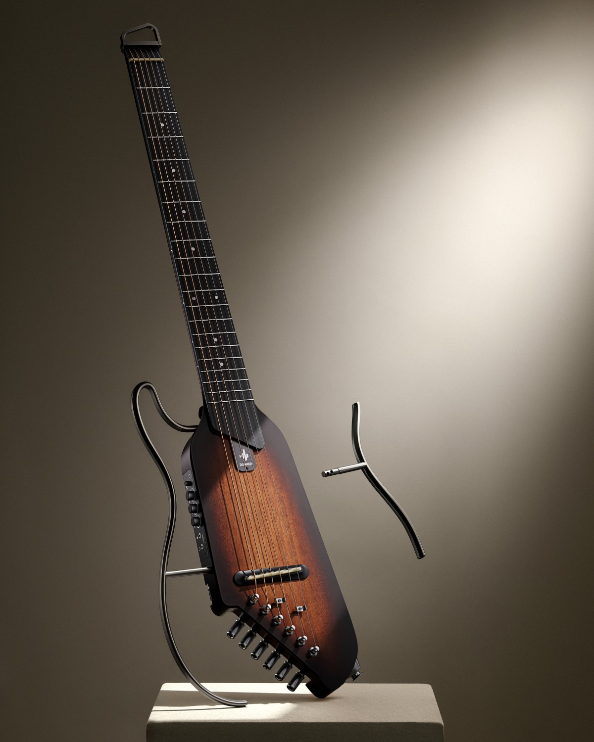 Donner TravelSilent Guitar - Sunburst HUSH-I Headless Guitar Removable Frames Ultra Light Acoustic Electric Guitar with Gig Bag and Accessories