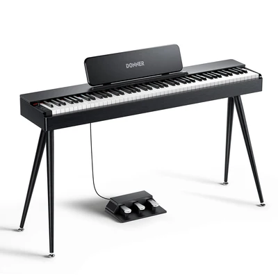 Donner Oura S100 Home Digital Piano with 88 Key Graded Hammer Weighted Keyboard for Beginner Boasts Bluetooth 3 Original MIDI Demos Local Off Function 2 10 W USB-MIDI Piano Three Pedal Black