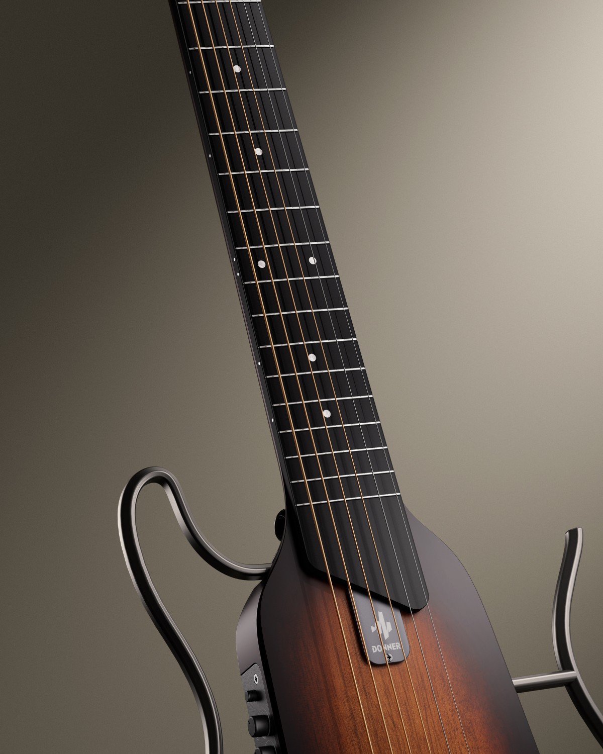 Donner TravelSilent Guitar - Sunburst  HUSH-I Headless Guitar Removable Frames Ultra Light Acoustic Electric Guitar with Gig Bag and Accessories