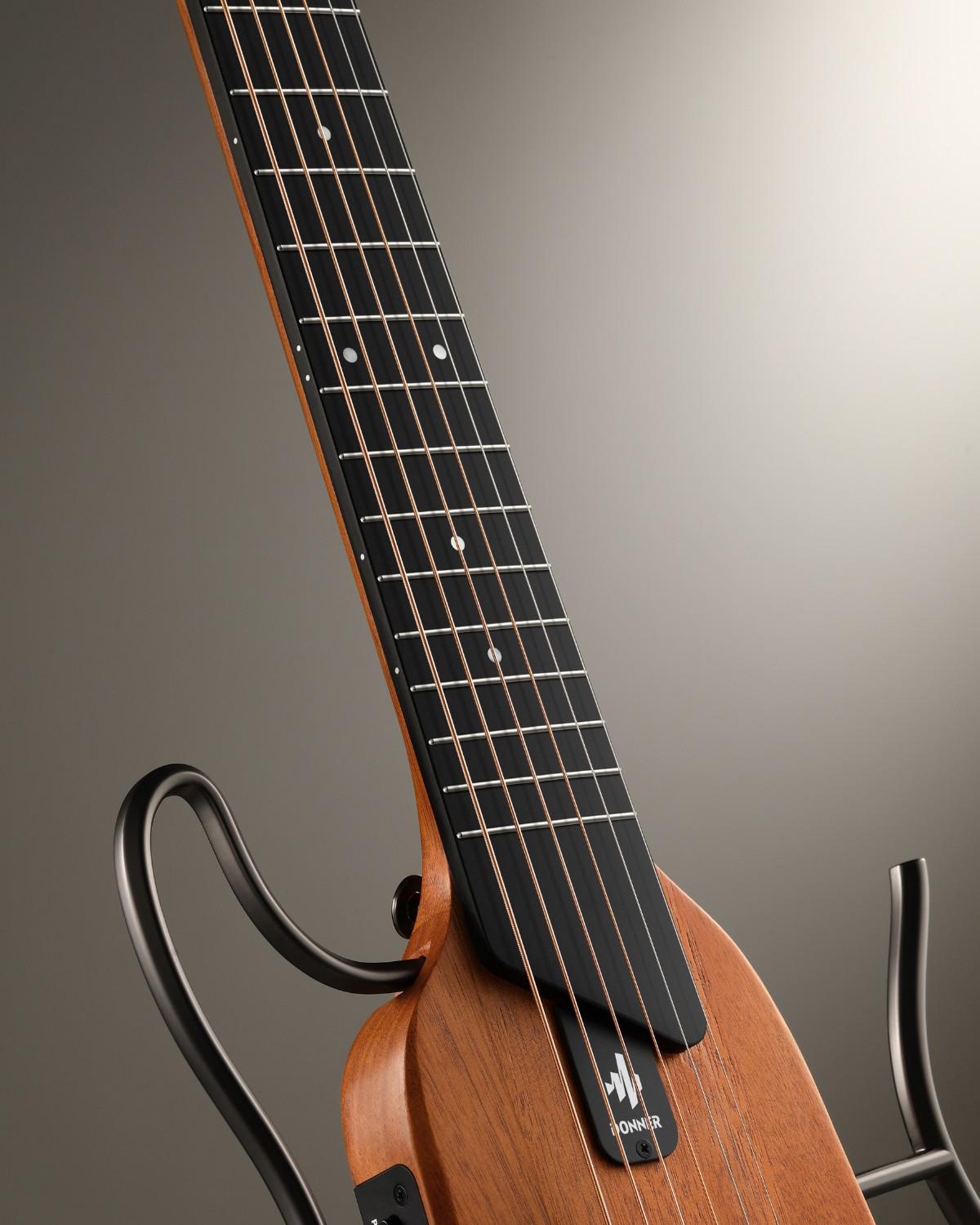 Donner TravelSilent Guitar - Natural Mahogany HUSH-I Headless Guitar Removable Frames Ultra Light Acoustic Electric Guitar with Gig Bag and Accessories