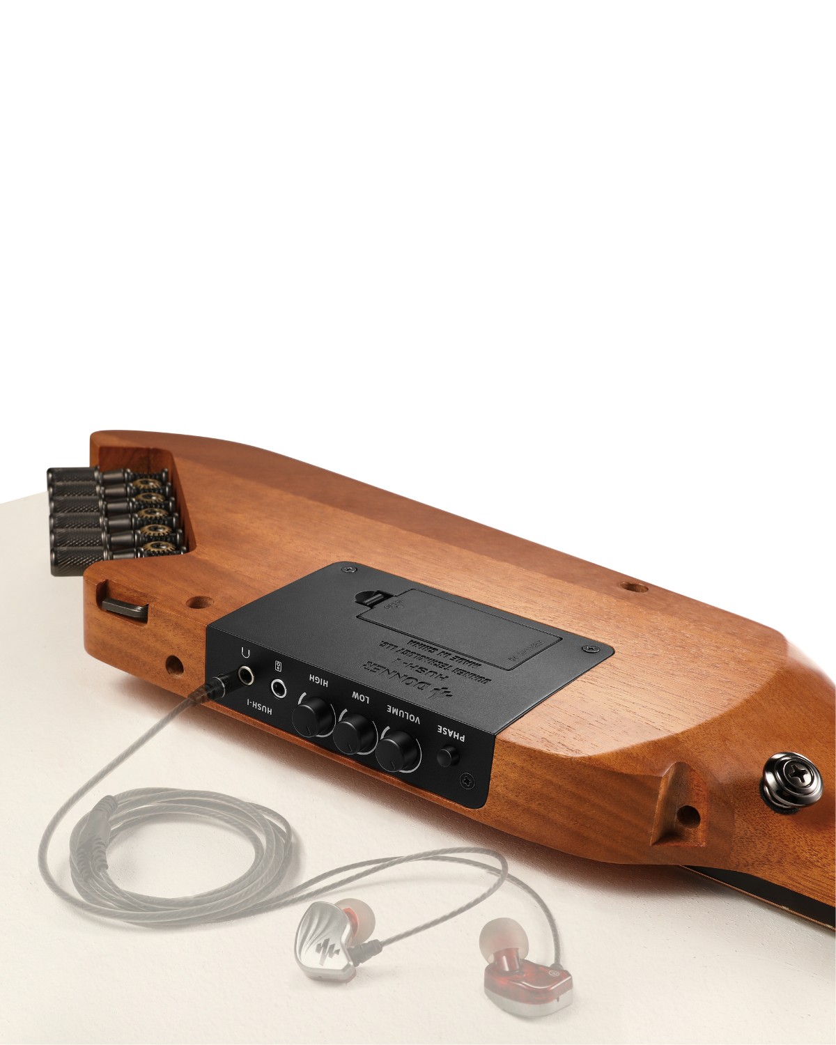 Donner TravelSilent Guitar - Natural Mahogany HUSH-I Headless Guitar Removable Frames Ultra Light Acoustic Electric Guitar with Gig Bag and Accessories