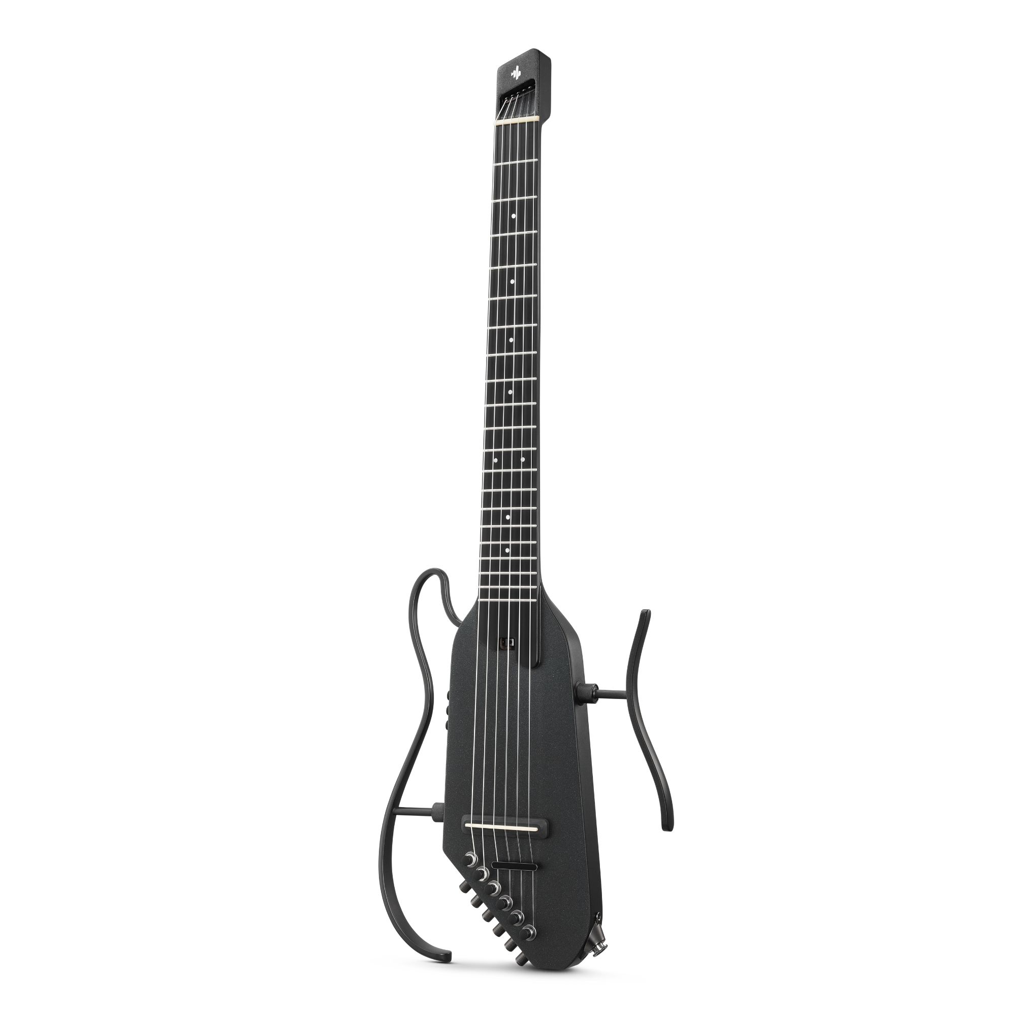 Donner HUSH C Acoustic-Electric Nylon String Classical Guitar Ultra-Lightweight Travel Guitar with Built-In Tuner HPS-II Preamp Headphone Jack  Quick-Release handle  Black