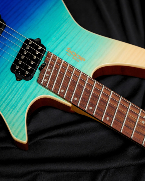 Fan-Fretted 24-Fret Rosewood Board With Luminous Inlay - SQOE SEWT998 Ocean Blue