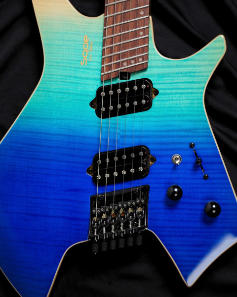 H-H Pickups, 3-Way Switch, Coil-Split Mini Switch - SQOE SEWT998 Ocean Blue