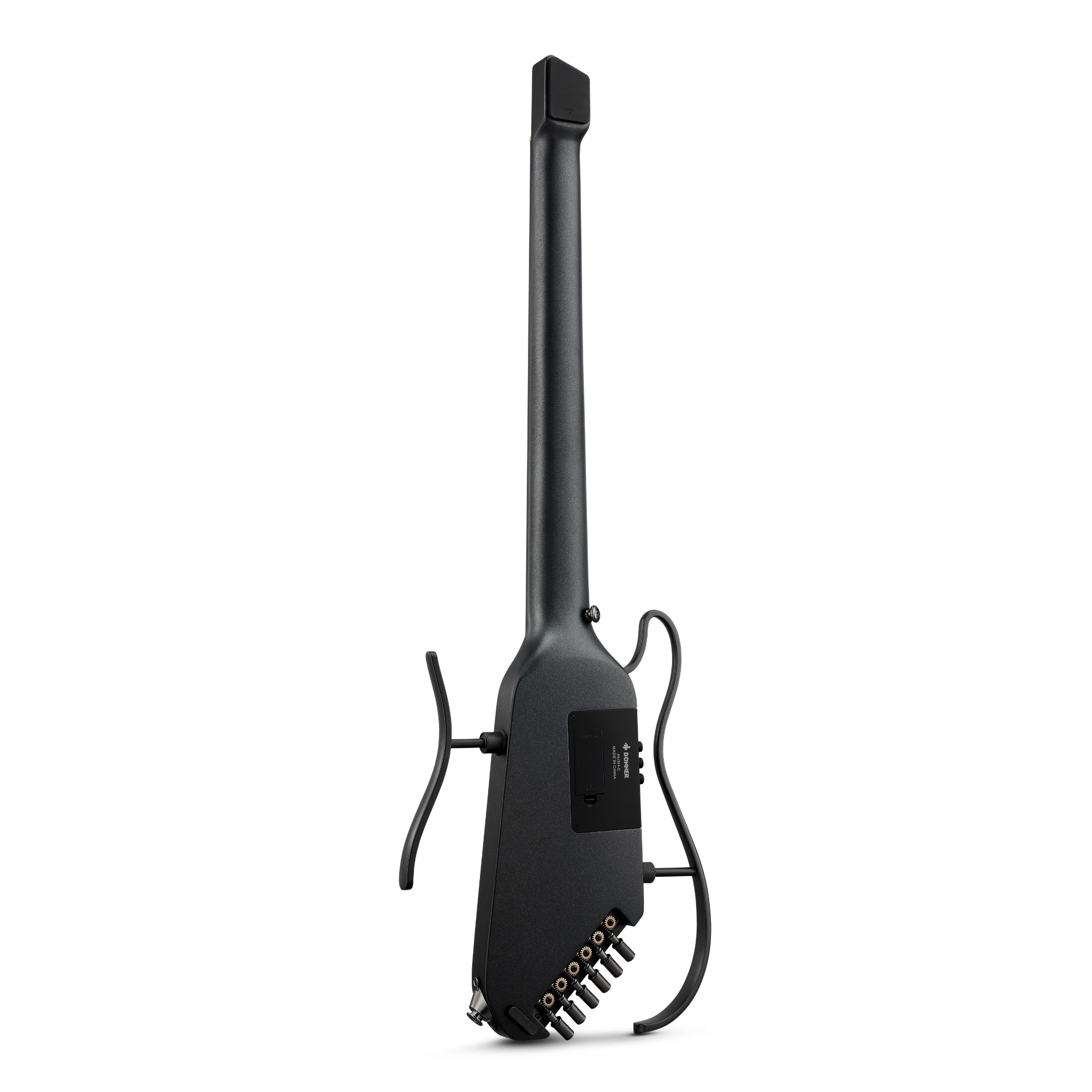Donner HUSH C Acoustic-Electric Nylon String Classical Guitar Ultra-Lightweight Travel Guitar with Built-In Tuner HPS-II Preamp Headphone Jack  Quick-Release handle  Black