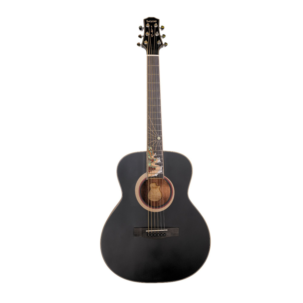 Image of SQOE PFZL-38BS Simple Journey 36-Inch Travel Acoustic Guitar - Charcoal Black