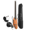 Donner Travel/Silent Guitar - Natural Mahogany, HUSH-I Headless Guitar, Removable Frames Ultra Light Acoustic Electric Guitar with Gig Bag and Accessories