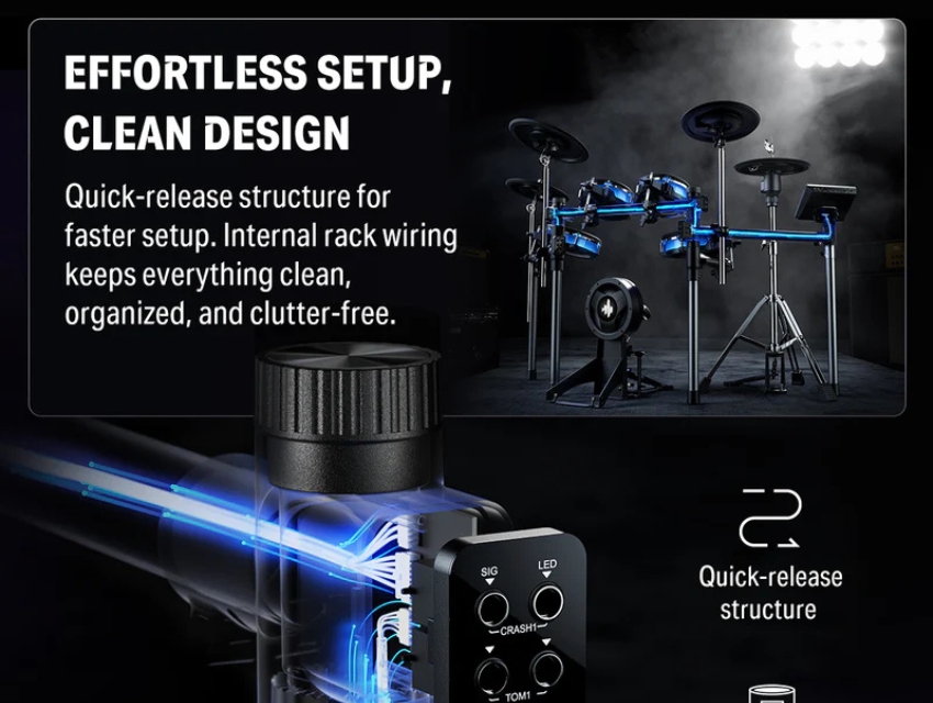 Donner Back Beat Pro Electronic Drum Set - 7 touch screen 1100 sounds 100 kits built-in USB recording