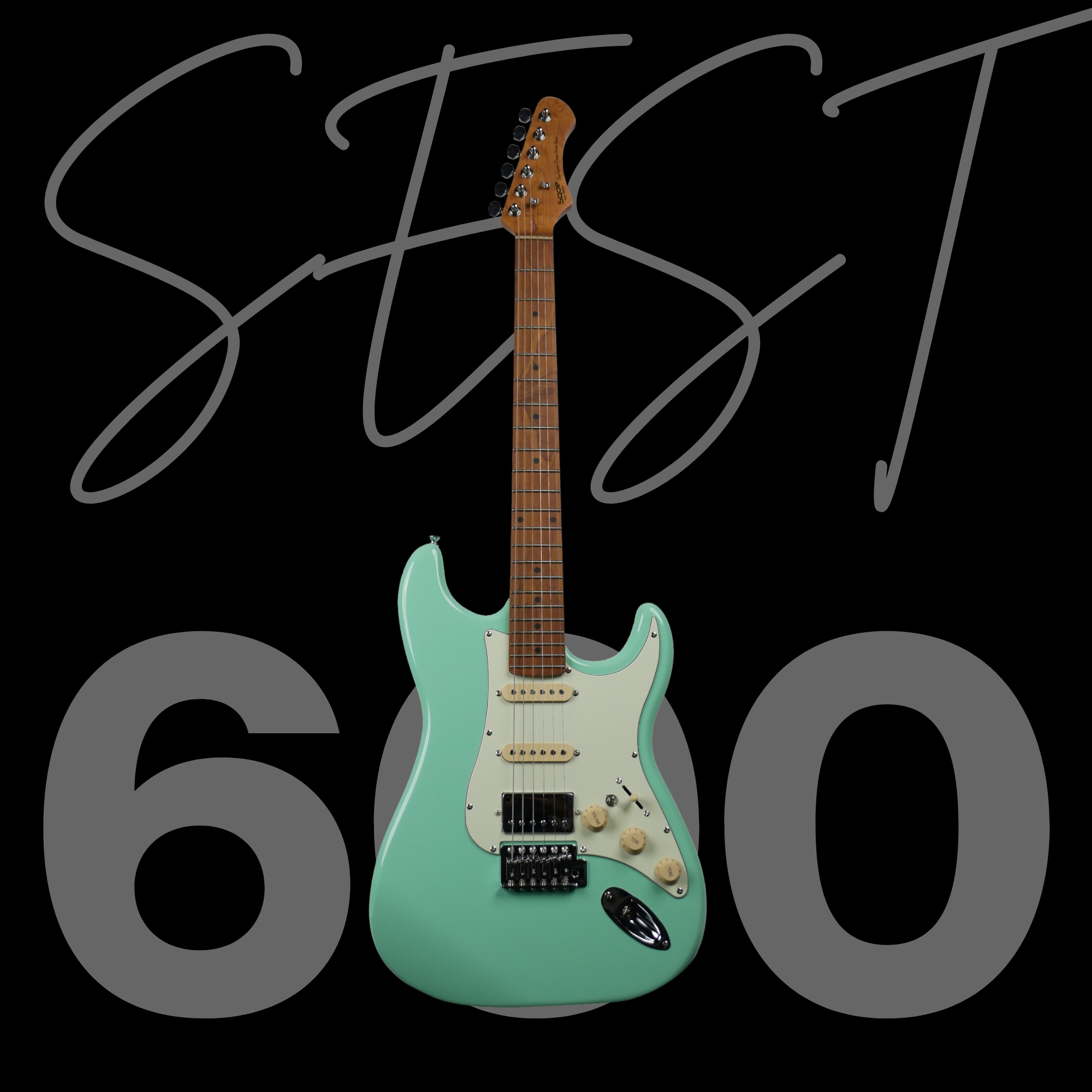 SQOE SEST600 HSS - Surf green strat guitar