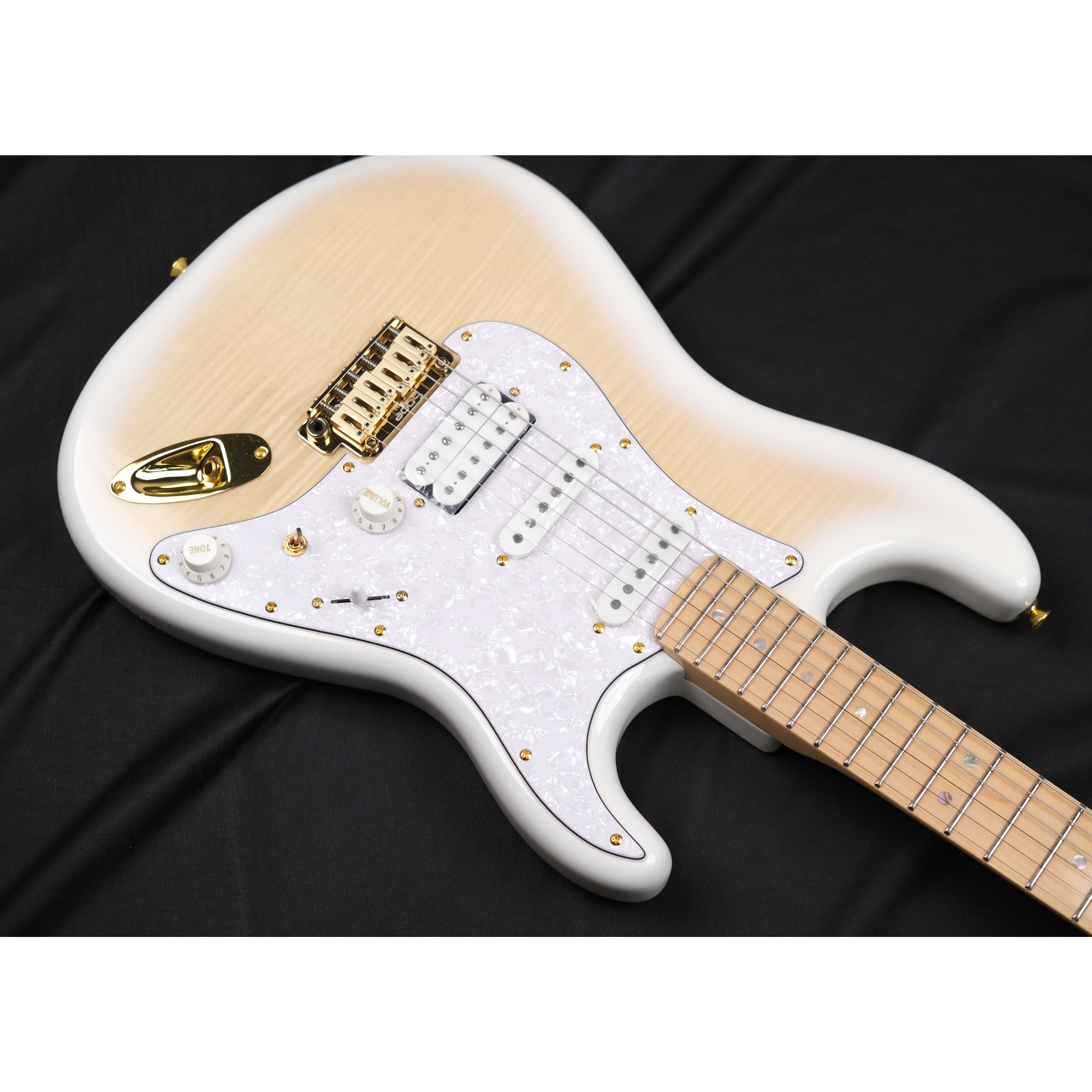 SQOE SEST900 alnico 5 HSS Flame maple top - Solar flare