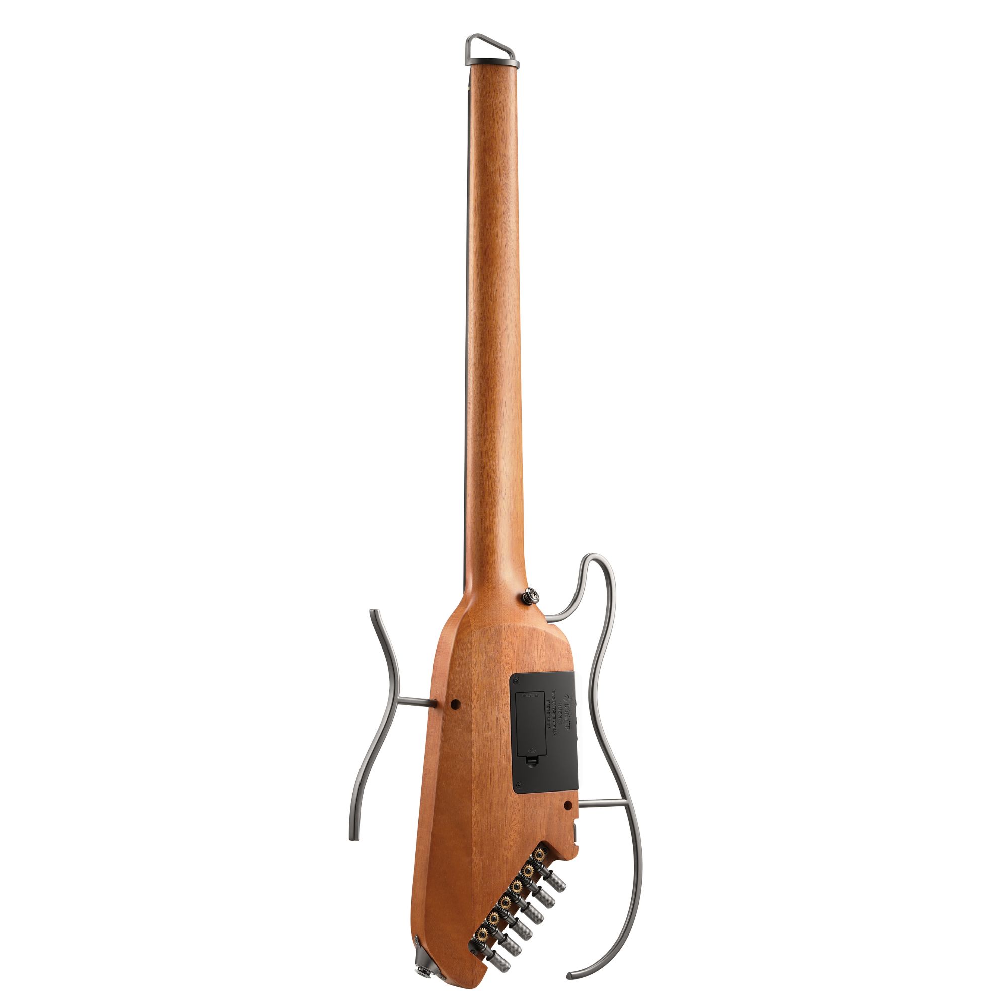 Donner TravelSilent Guitar - Natural Mahogany HUSH-I Headless Guitar Removable Frames Ultra Light Acoustic Electric Guitar with Gig Bag and Accessories