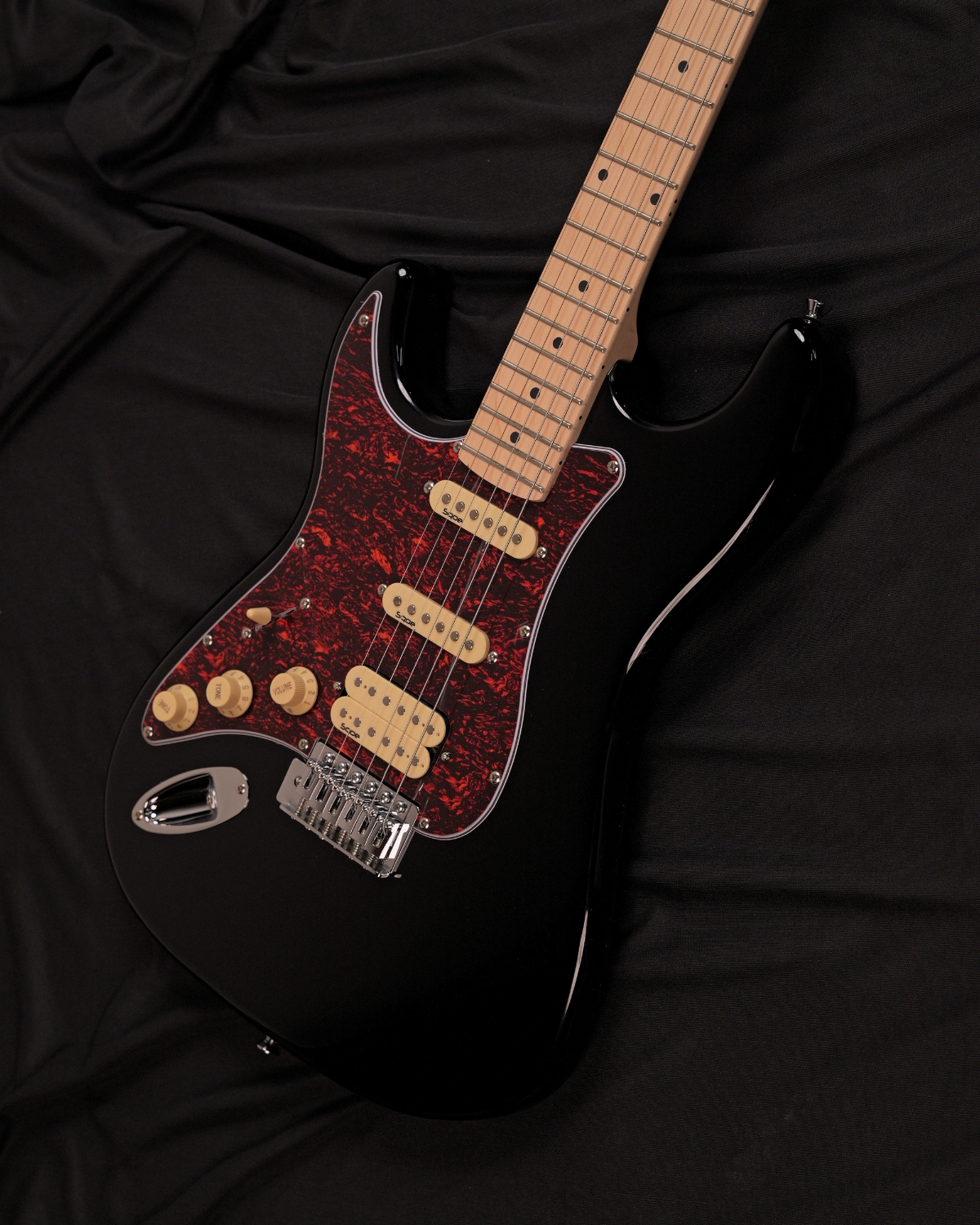 SQOE SEST250 Left handed black Electric Guitar HSS