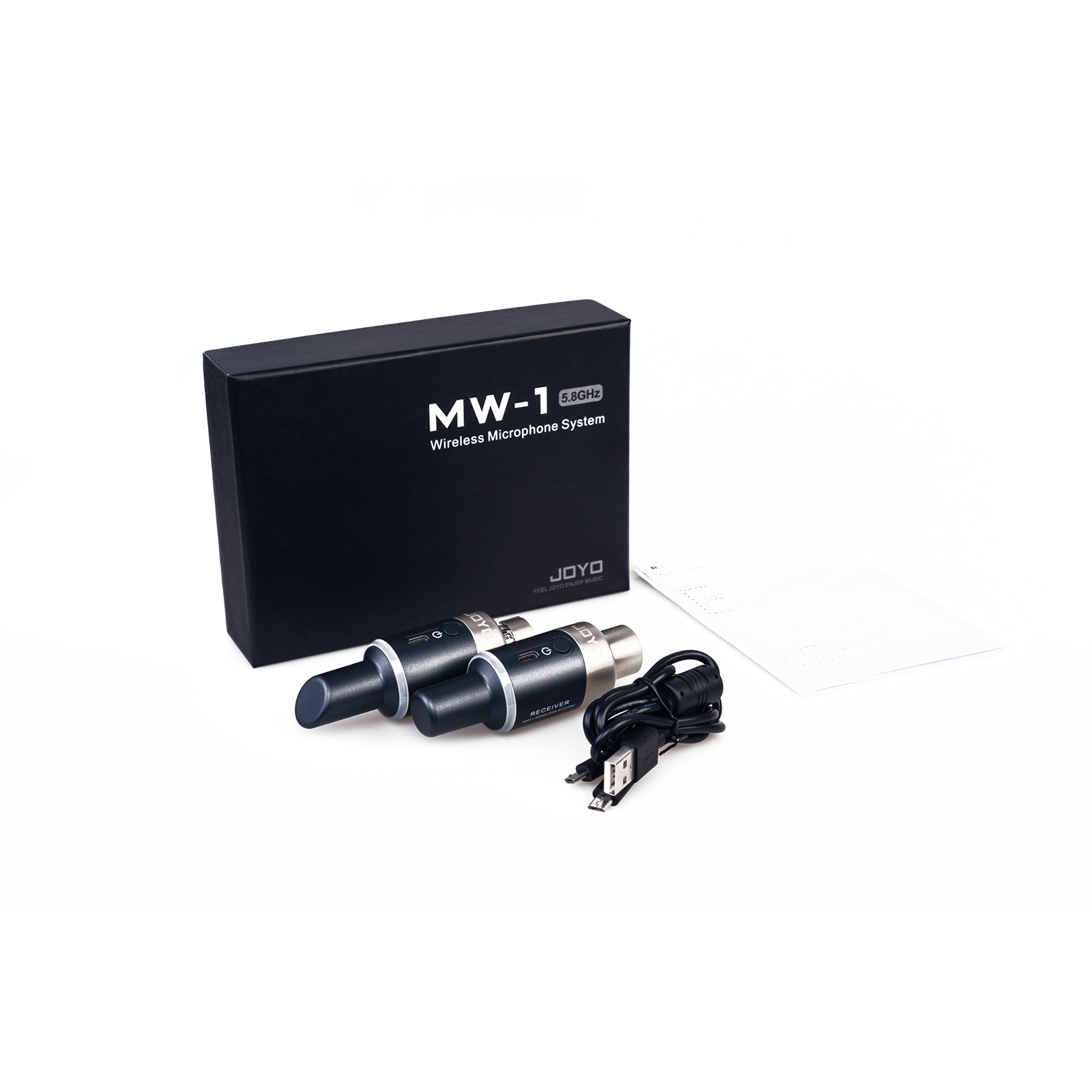 JOYO MW-1 Wireless Microphone System 58GHz Wireless Microphone System XLR Mic Adapter 4 Channels Dynamic Wireless Transmitter and Receiver for Audio Mixer PA System and DSLR Camera