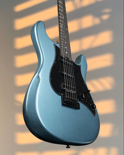 Hex Guitars E500 TRD in Metallic Abyss Blue, full body front view