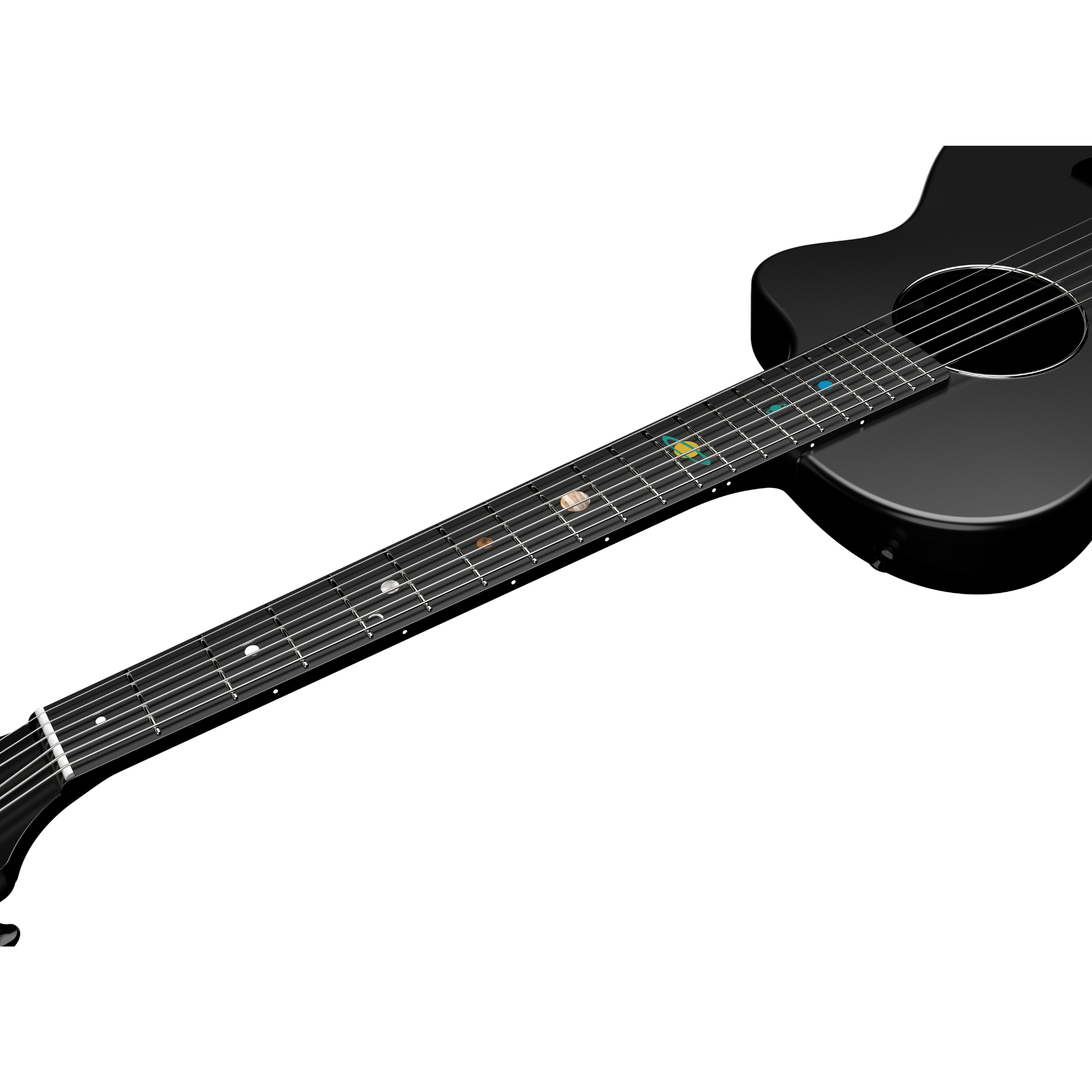 Natasha Asteroid Cosmic black transacoustic OS1 Steel String carbon fibre guitar