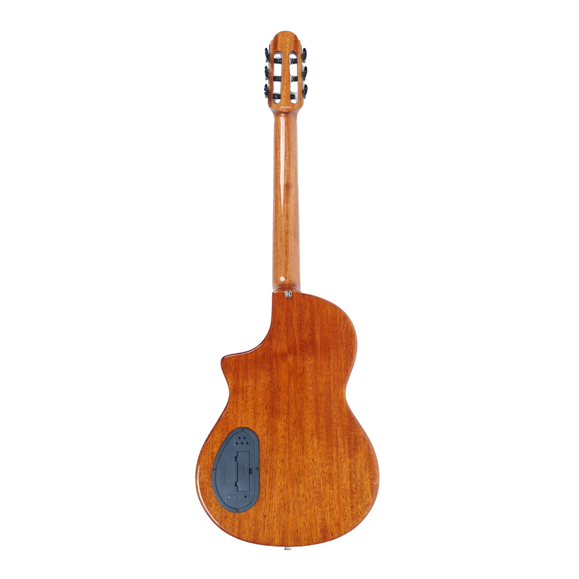 MARTINEZ Hispania Cognac with EQ all solid flame top modern semi-acoustic classical guitar with effects