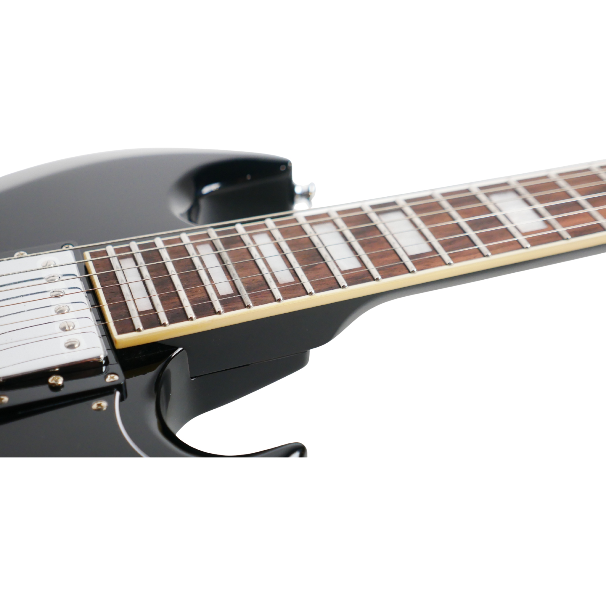 SQOE SESG450 Electric Guitar Arsenal Devils Horns Series Black warrior SG Shape with Dual Humbuckers