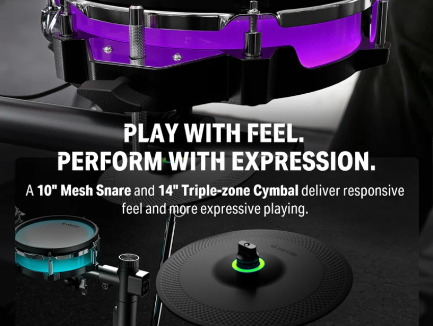 Donner Back Beat Pro Electronic Drum Set - 7 touch screen 1100 sounds 100 kits built-in USB recording