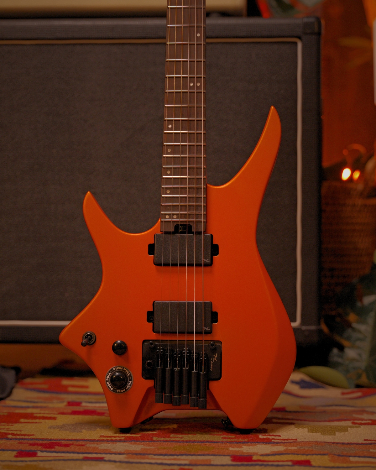 HEX N500LS Headless Guitar Metallic coral orange  Active Pickups Stainless Frets
