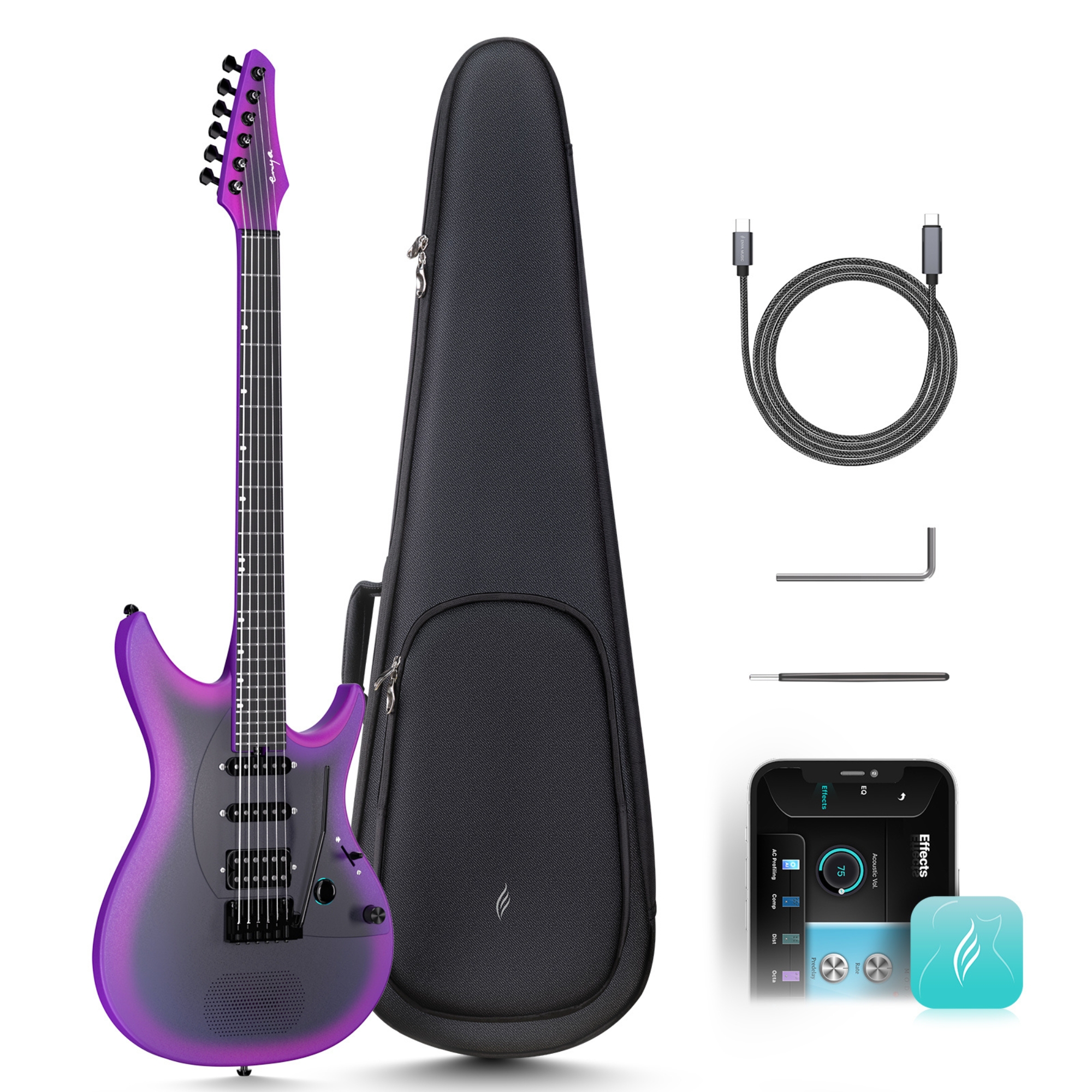 Enya Nova Inspire series Purple smart electric guitar  exclusive thickened bag   Type-C charging cable