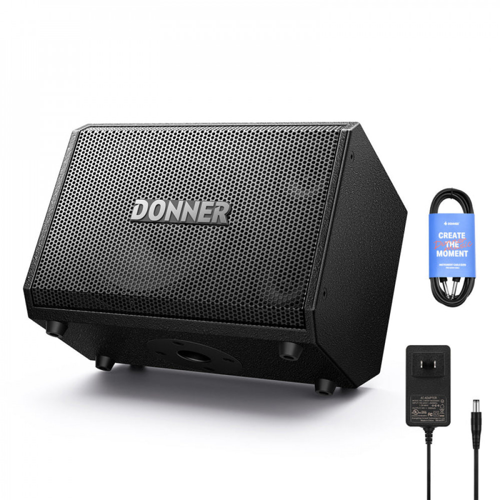 Image of Donner MT-1 PA System Wireless BT Speaker, 300W Peak Power with Two 2.5" Trebles, 8" Woofer, TRS 6.35/USB/AUX/Mic Inputs, 4-6h Endurance