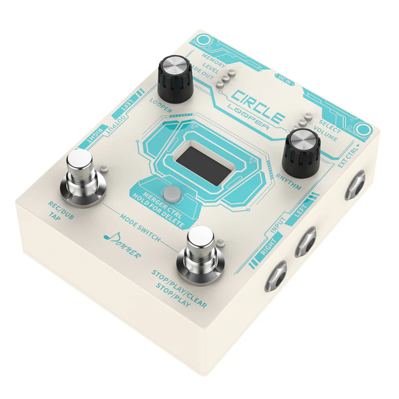 Donner Circle Looper Pedal Stereo Guitar Looper Pedal 40 Slots 160 mins with Drum Machine 100 Drum Grooves Tap Tempo Fade Out