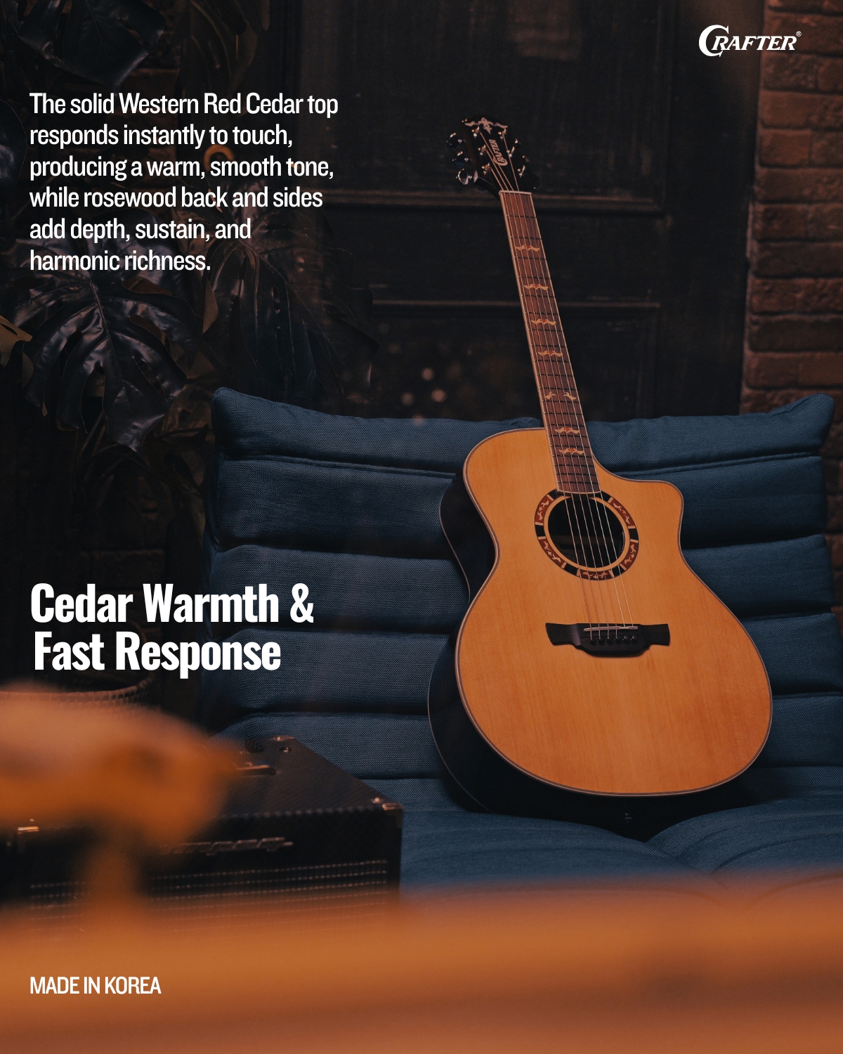 Crafter STG G18CE Acoustic Electric Guitar Cedar Top Warm Tone Stage Guitar